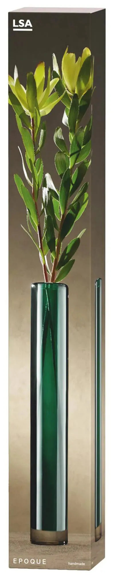 Elegante Epoque Vase von LSA, 48cm, pfauenblauer Lüster, hochwertiges Glas, ideal für Blumenarrangements, zeitloser Stil.