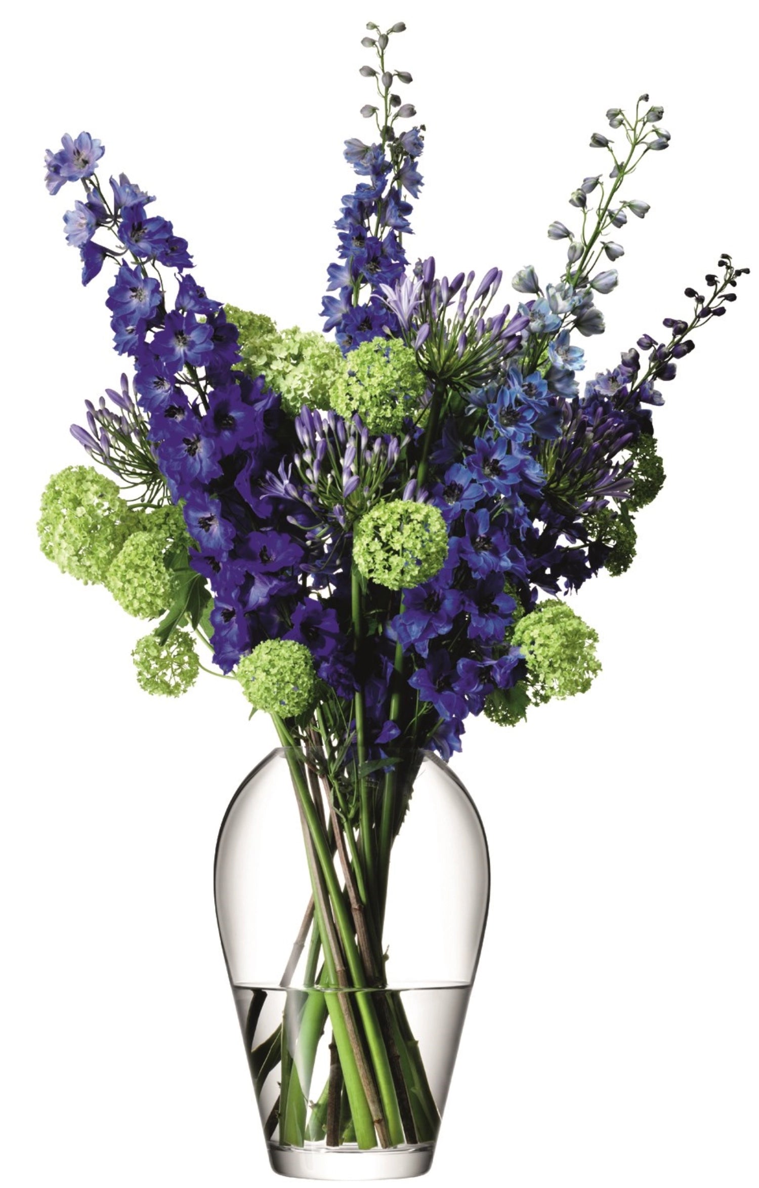 Transparente Vase "Flower Grosse" von LSA, 35 cm hoch, ideal für große Blumenarrangements, modernes und elegantes Design für jeden Raum.