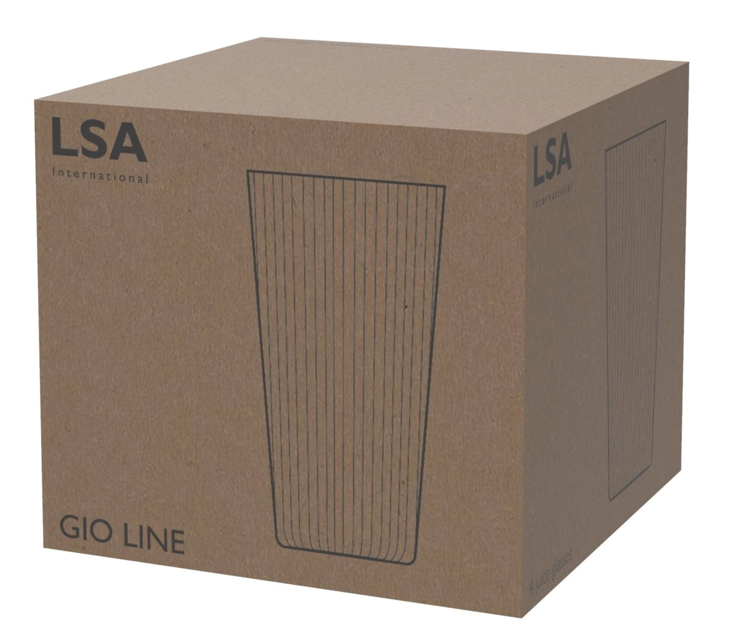 Elegantes 4er Set Gio Saftgläser von LSA, 320ml, perfekt für erfrischende Getränke, kombiniert stilvolles Design mit praktischer Handhabung.
