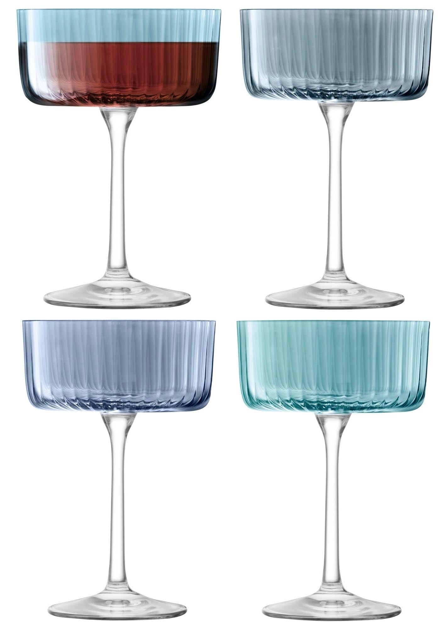 Elegante 4er Set Gems Gläser von LSA (230ml) für Champagner und Cocktails. Handgefertigt, spülmaschinenfest und perfekt für jeden Anlass.
