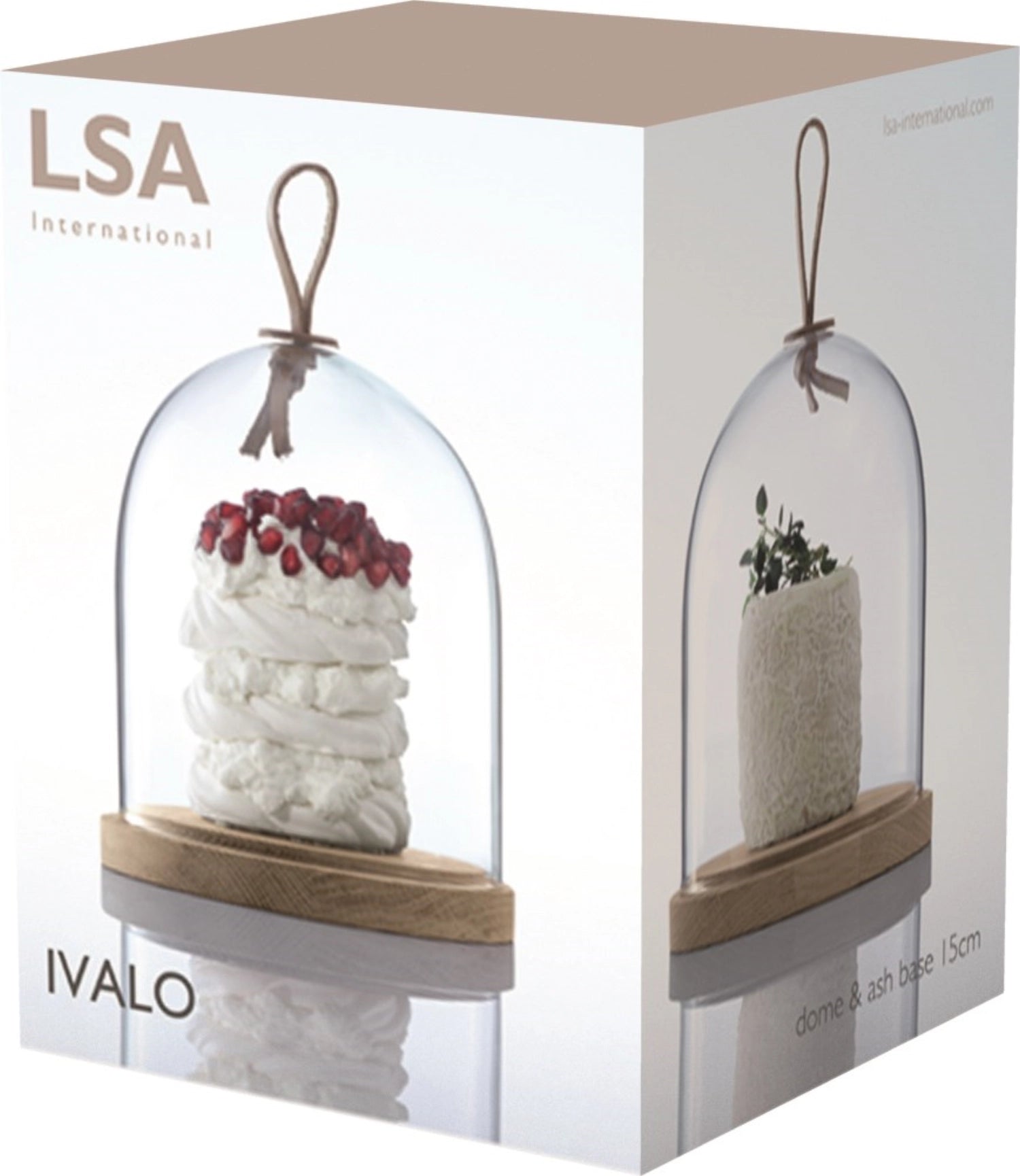 Schlichte Tortenplatte Ivalo aus Esche mit klarer Haube, Ø 15 cm, ideal für ansprechende Präsentationen und stilvolle Anlässe.