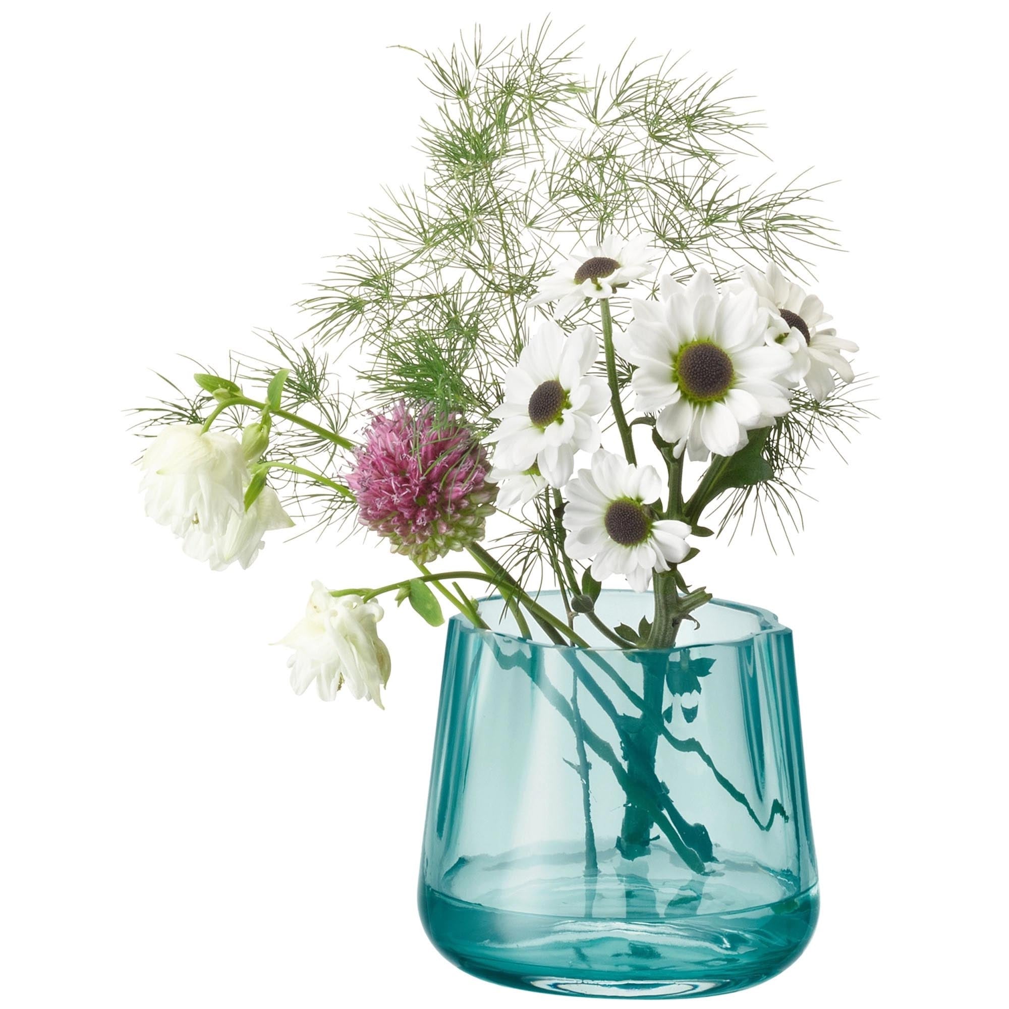 Eleganter Teelichthalter und Vase in Meeresgrün von LSA, 8 cm hoch. Perfekt für stimmungsvolle Akzente und florale Arrangements.
