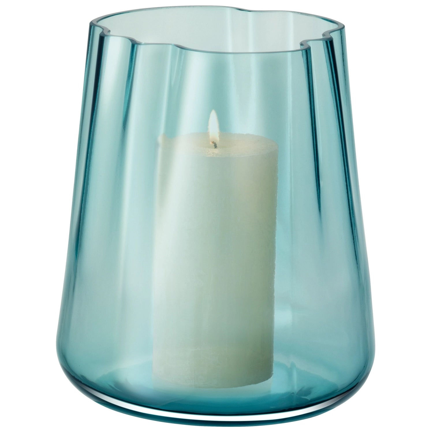 Stilvolle Lagoon Vase/Laterne in einem sanften meeresgrünen Farbton, 24 cm hoch, perfekt für dekorative Beleuchtung und maritime Wohnakzente.