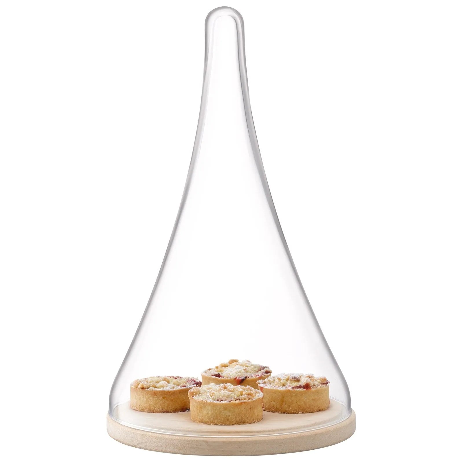 Stilvolle LSA Cloche aus Eiche und Glas, ideal für Präsentationen.