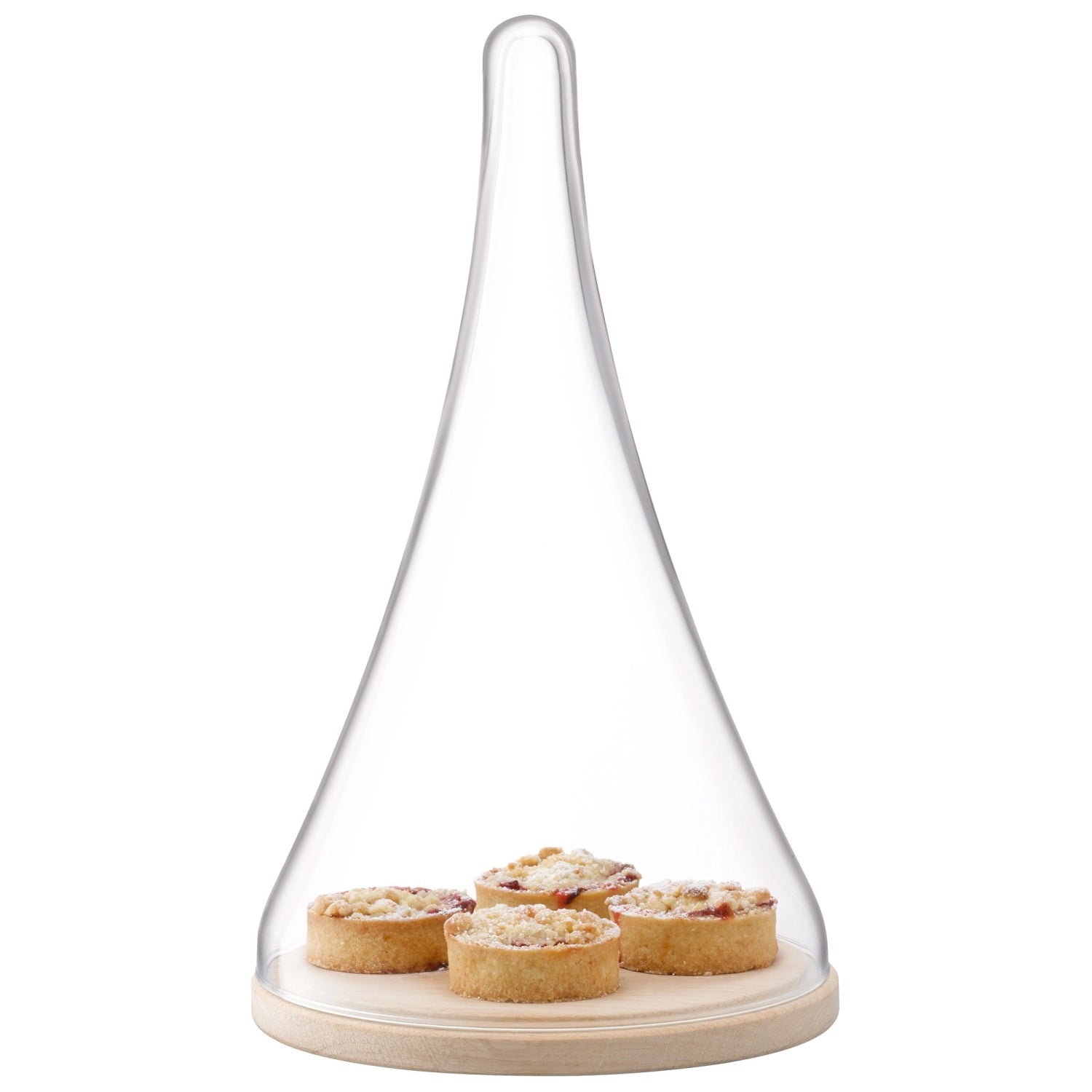 Elegante Cloche Dome Platte aus Eiche, Ø21 cm, H35,5 cm, perfekt für kreative Präsentationen und stilvolle Tischdekoration.