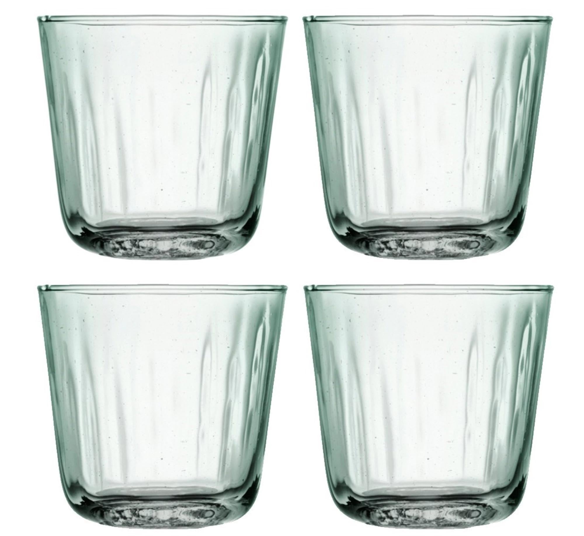 Stilvolles 4er Set Mia Becher (250ml) aus 100% recyceltem Glas. Einzigartige Optik, ideal für heiße und kalte Getränke.