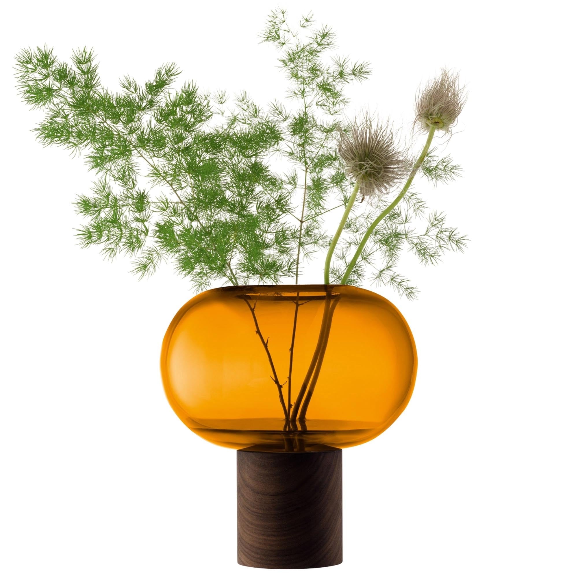 Oblate Vase Ø19.5cm, H21.5cm - amber walnut