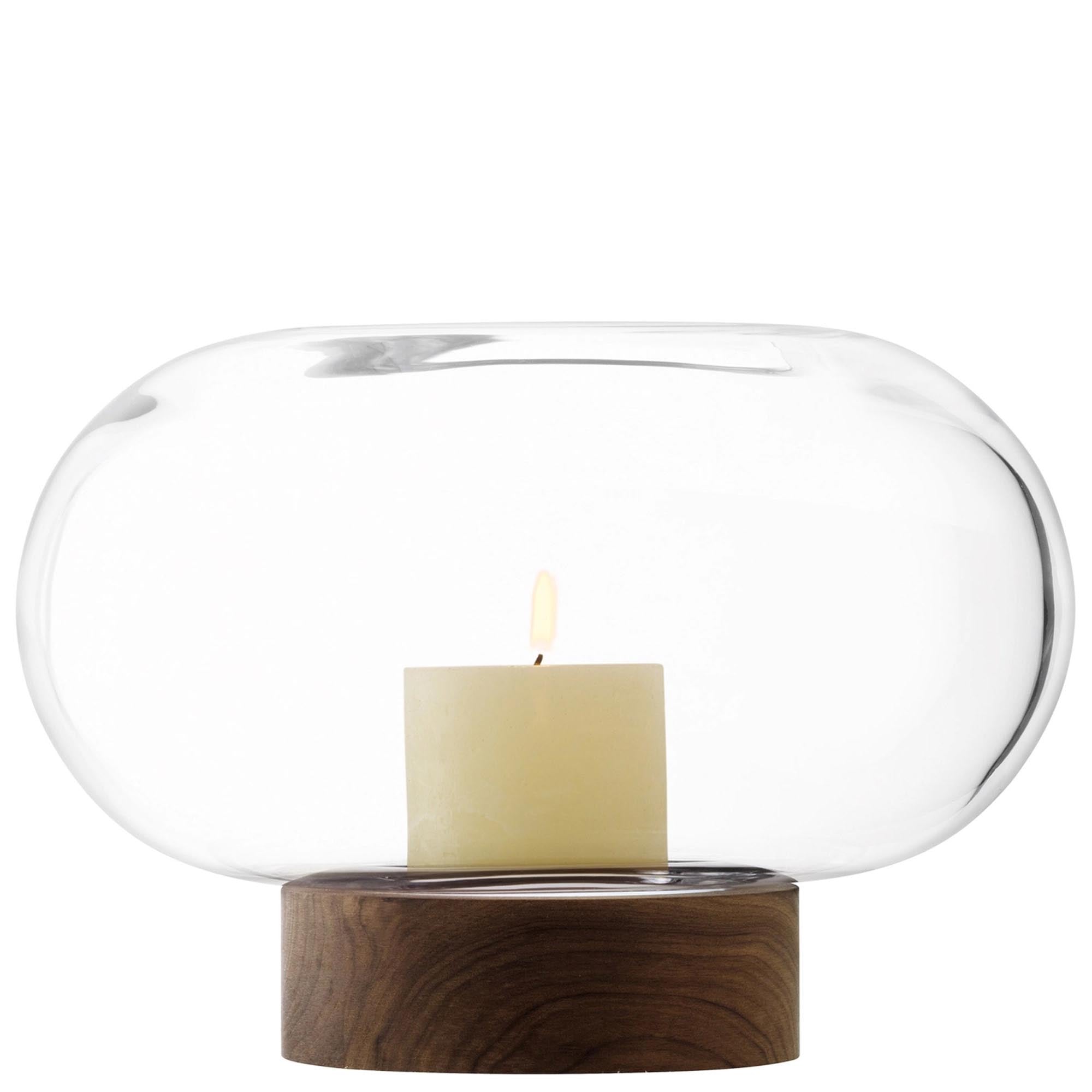Oblate vase lantern Ø28cm, H19.5cm - clear walnut
