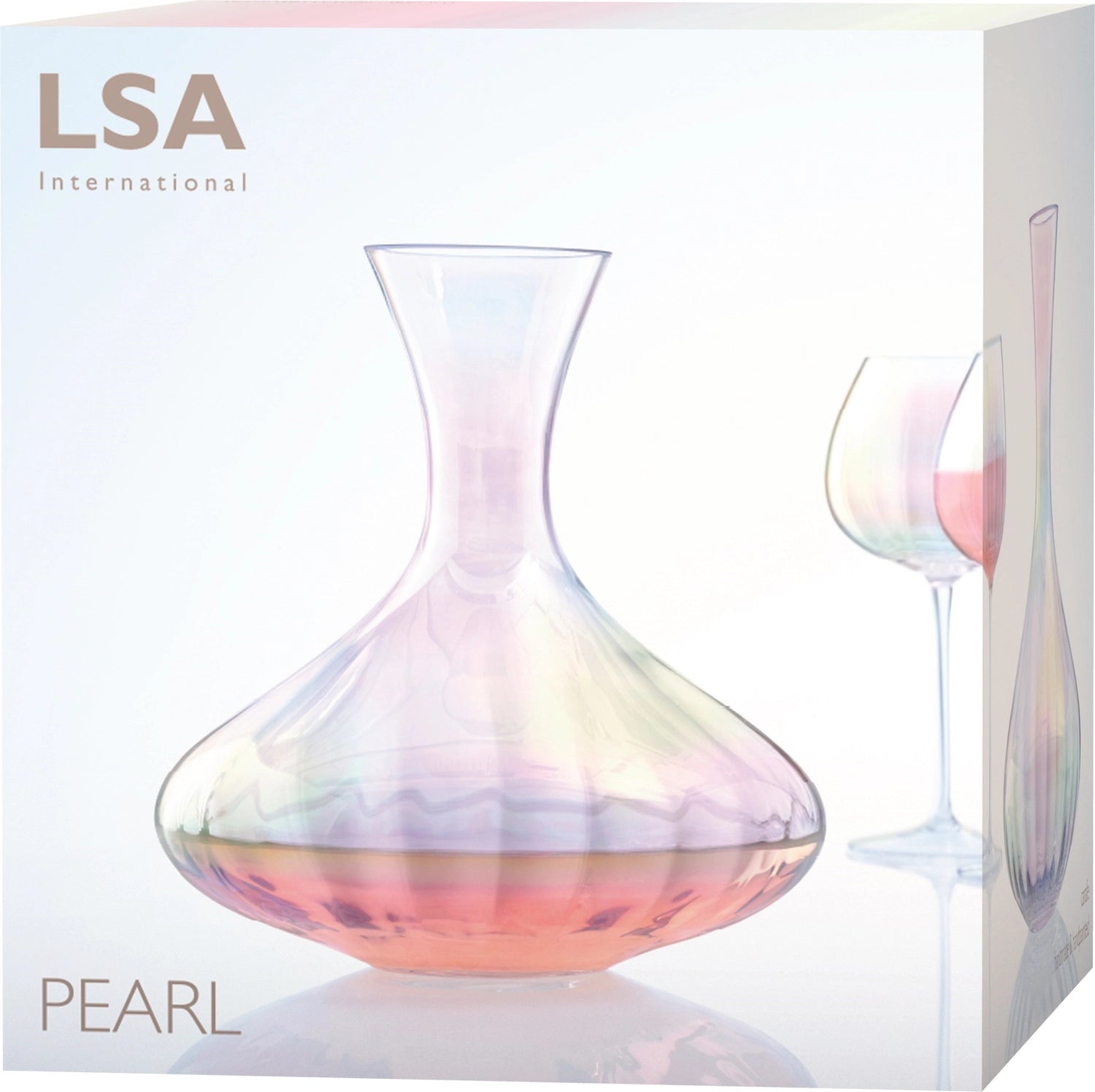 Stilvolle Karaffe aus der Pearl-Serie von LSA, 2,4L, in edlem Perlmutt-Finish, ideal für besondere Anlässe und elegante Getränkepräsentation.