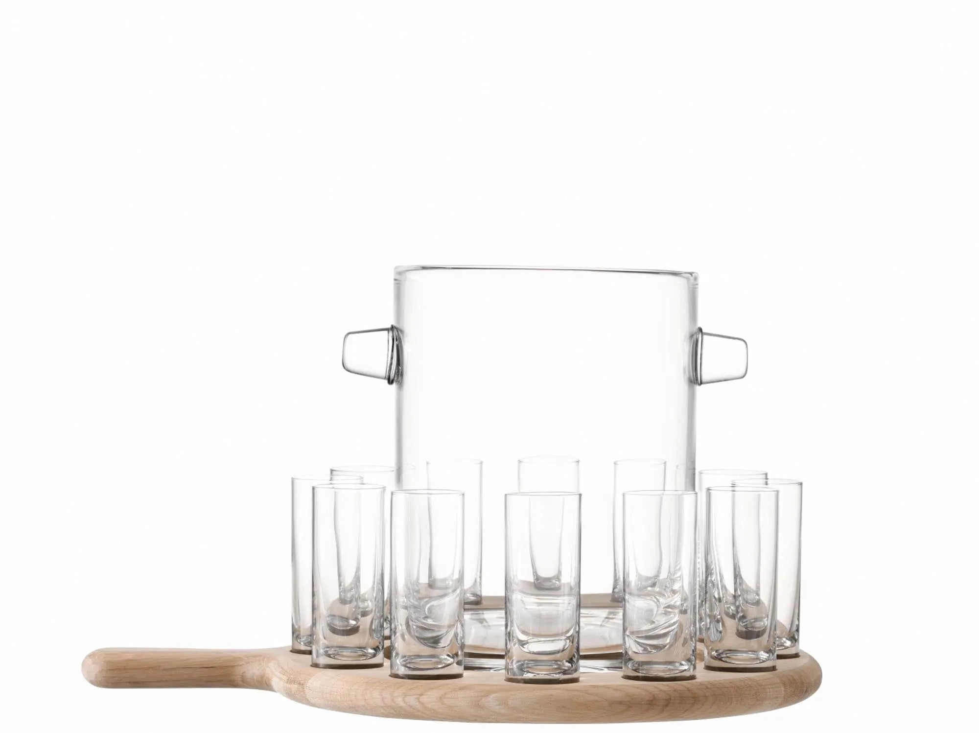 Paddle Wodka Servierset  Unterteil aus Eiche L38.5cm - klar, Glas, KAQTU Design