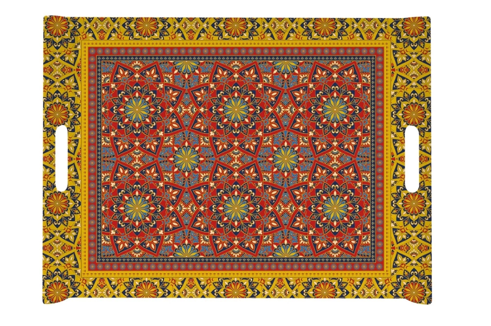 Art Around the World "Mandala" Tablett m. Griffen 52x37cm - KAQTU Design