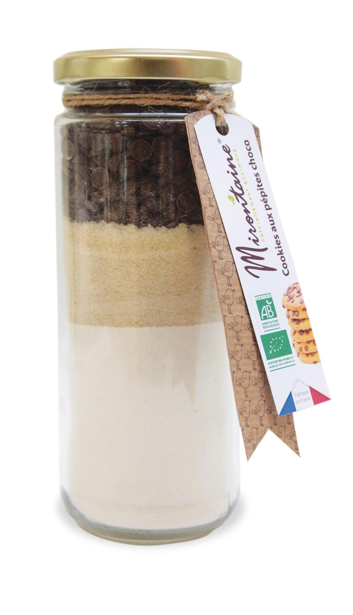 BIO Chocolate Chip Keks Backmischung im Glas: 365g Bio-Zutaten, umweltfreundlich, einfach zuzubereiten, ideal für jeden Anlass.