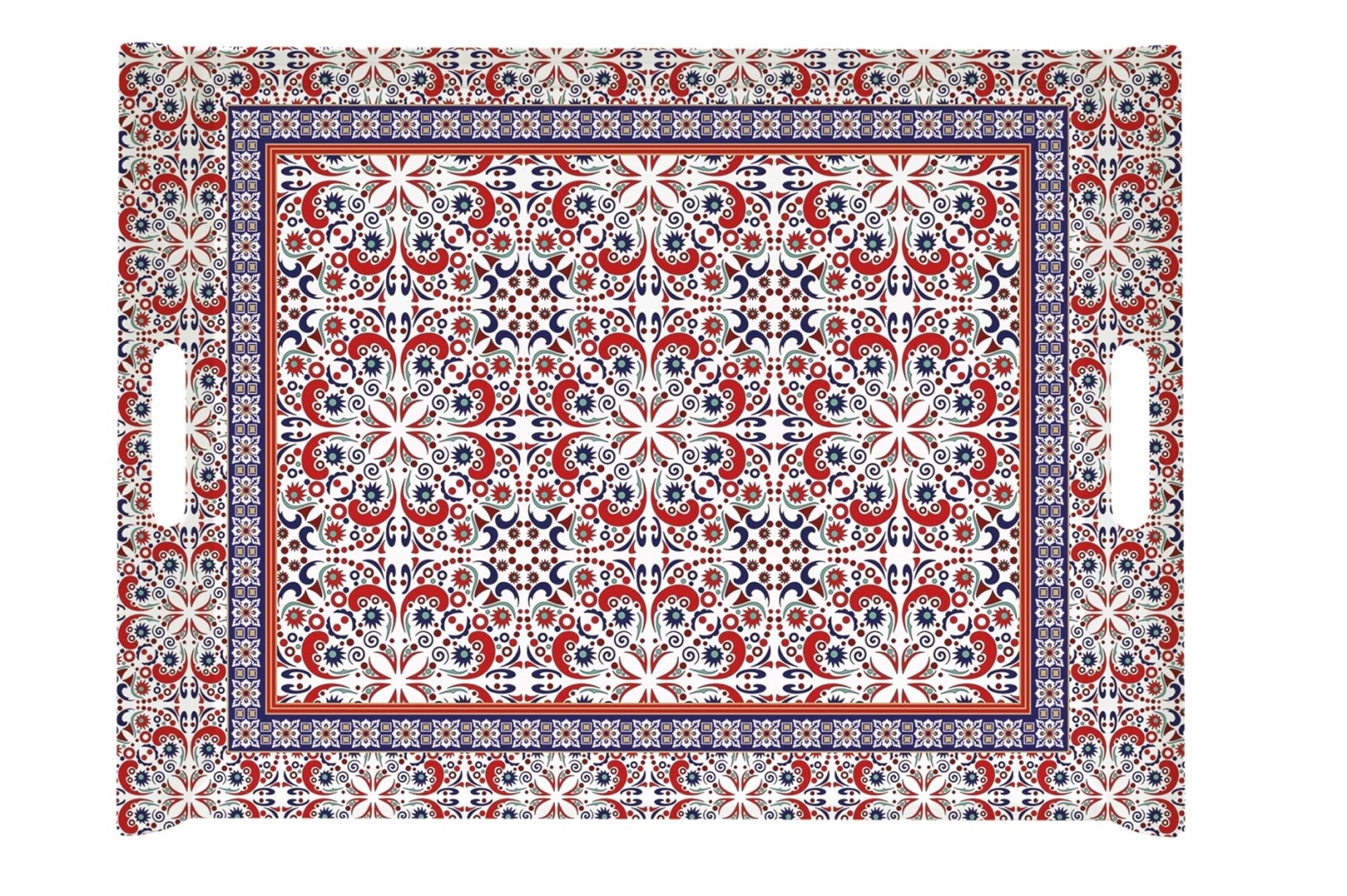 Exotisches "Morocco" Tablett von Easy Life, 52x37cm, robustes Melamin, kratzfest, spülmaschinenfest, mit Griffen, marokkanisches Design.
