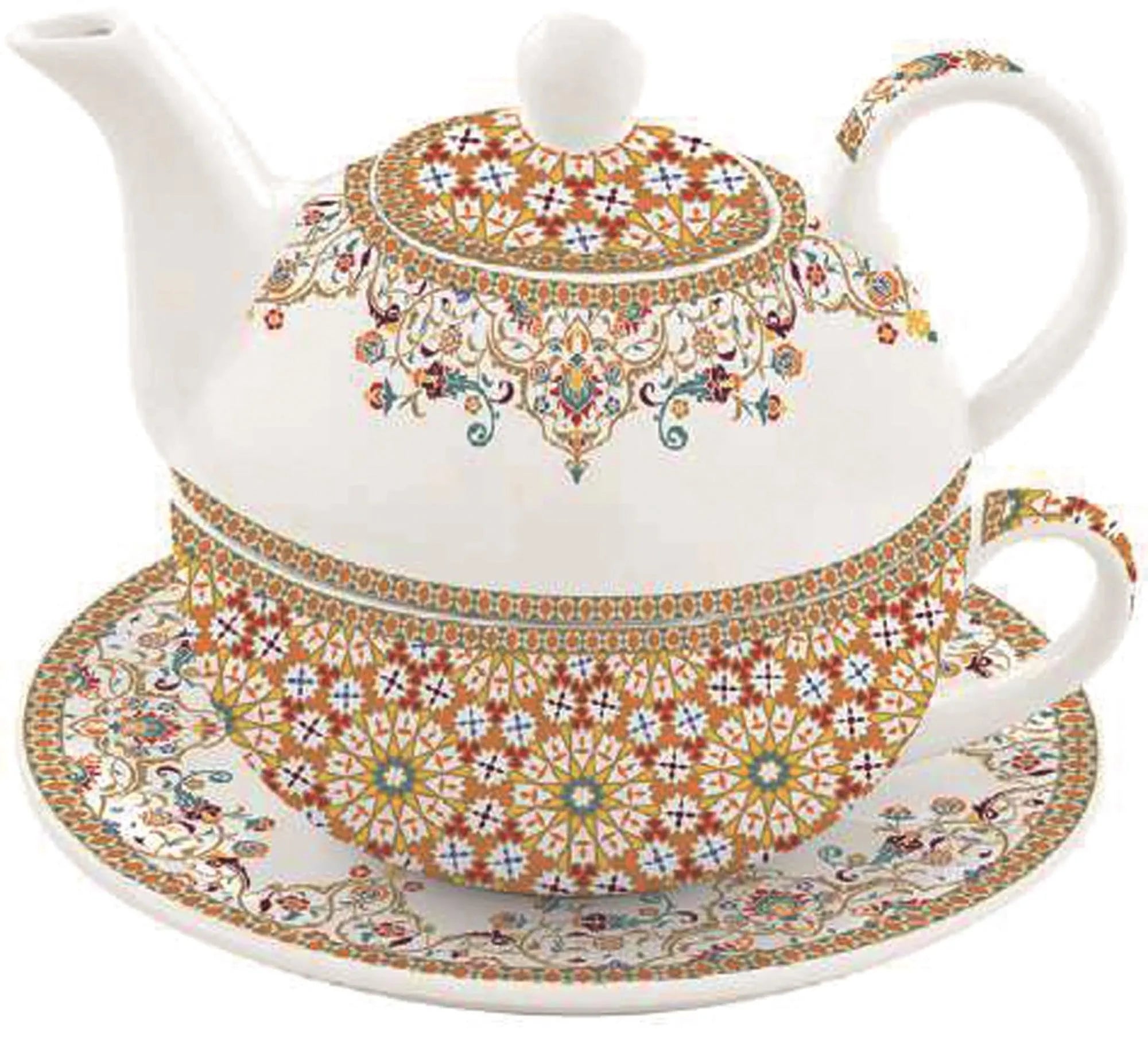 Elegantes Teeset in Rot: 350ml Teekanne & Tasse aus langlebigem Porzellan, spülmaschinenfest, ergonomisch, ideal für Teeliebhaber.