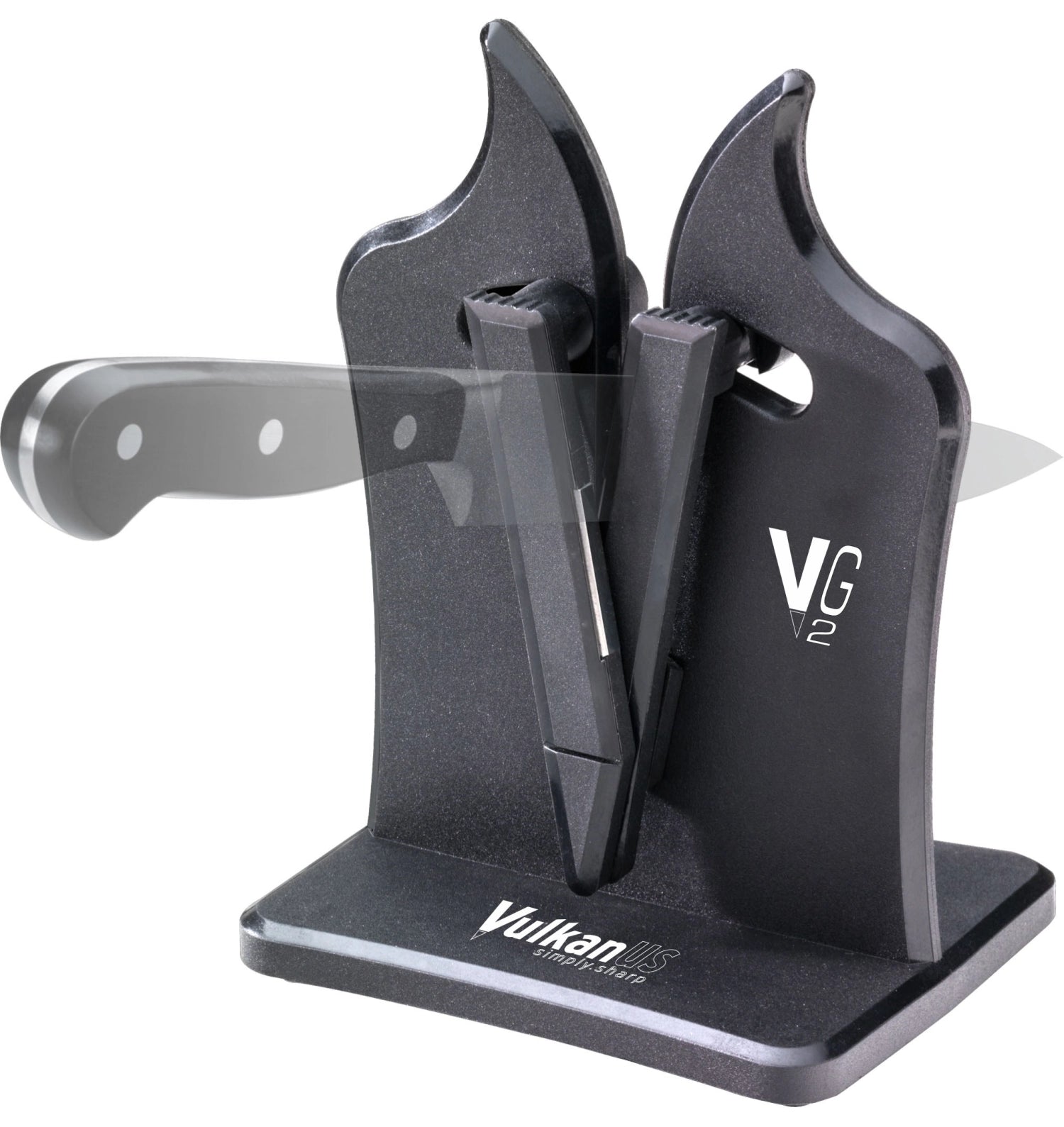 Vulkanus Messerschärfer Classic VG2, ergonomisches Design für müheloses Schärfen von Küchenmessern, perfekt für alle Kochliebhaber.