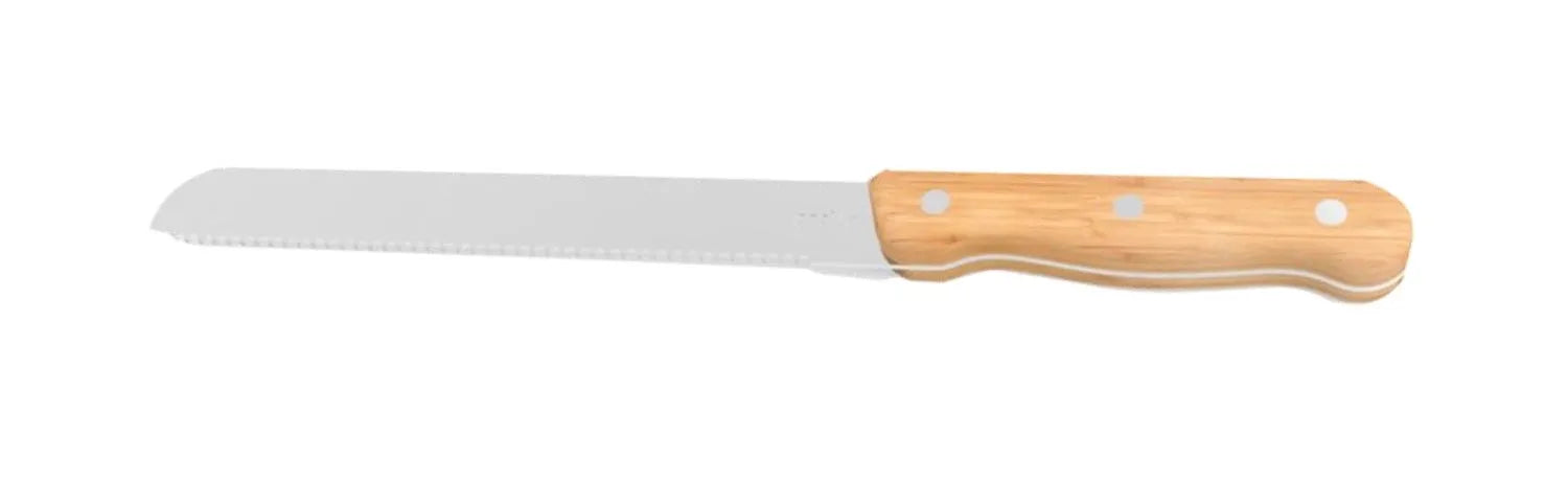 Das Pebbly Brotmesser Natural: 32 cm Edelstahlklinge, Bambusgriff, ideal für Brot, Kuchen, Obst. Funktional, ästhetisch, nachhaltig.