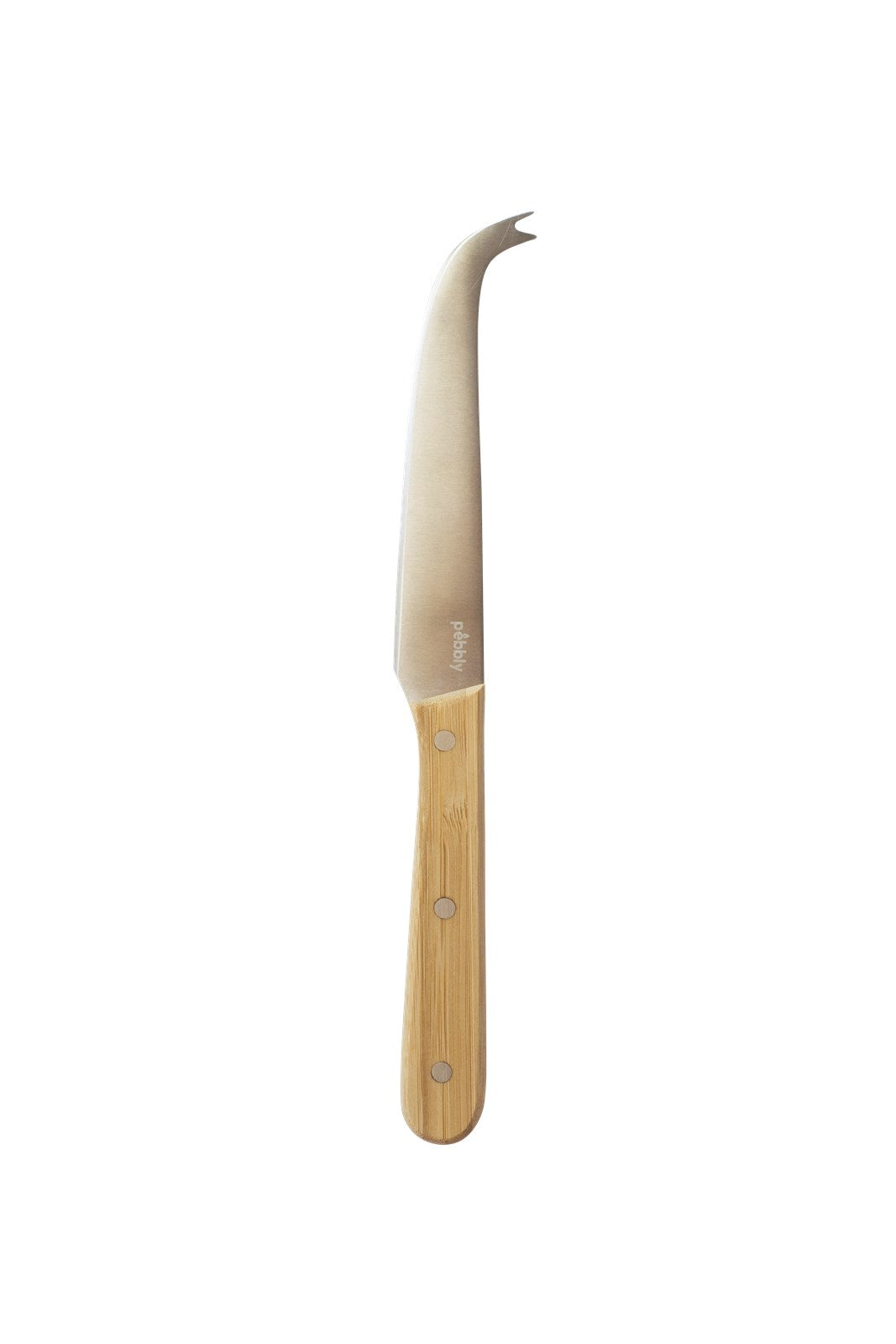 Elegantes 2er Set Pebbly Käsemesser: Edelstahlklingen, Bambusgriffe, langlebig, ergonomisch, ideal für Käse, Obst & Gemüse.