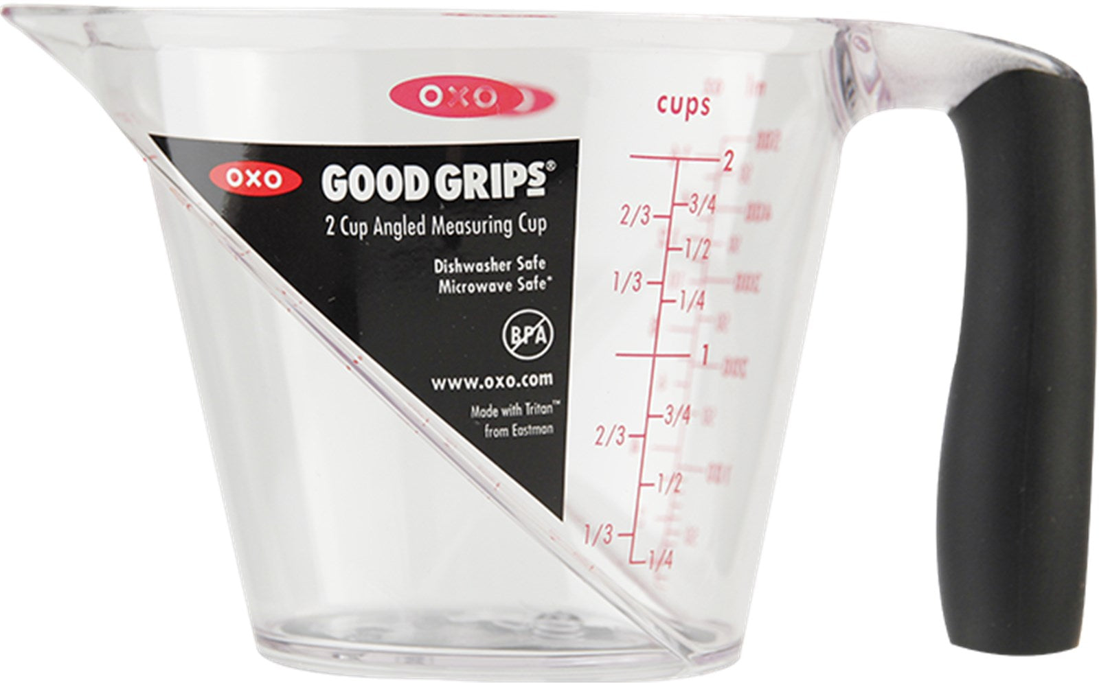 OXO abgewinkelter Messbecher (250 ml): Praktisches Küchenutensil mit klarer Skala, ergonomischem Griff und einfacher Reinigung. Ideal für präzises Messen!