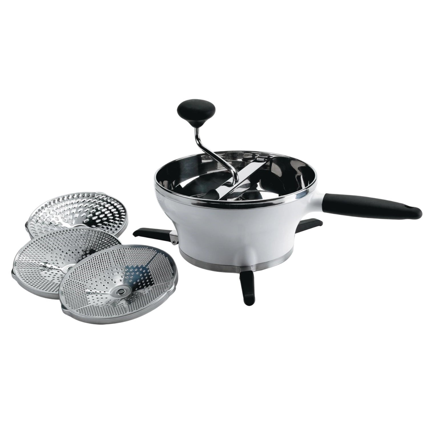 Hochwertiges OXO Passe-Vite Küchensieb mit 20 cm Durchmesser, perfekt zum Abseihen und Pürieren von Obst und Gemüse in der Küche.