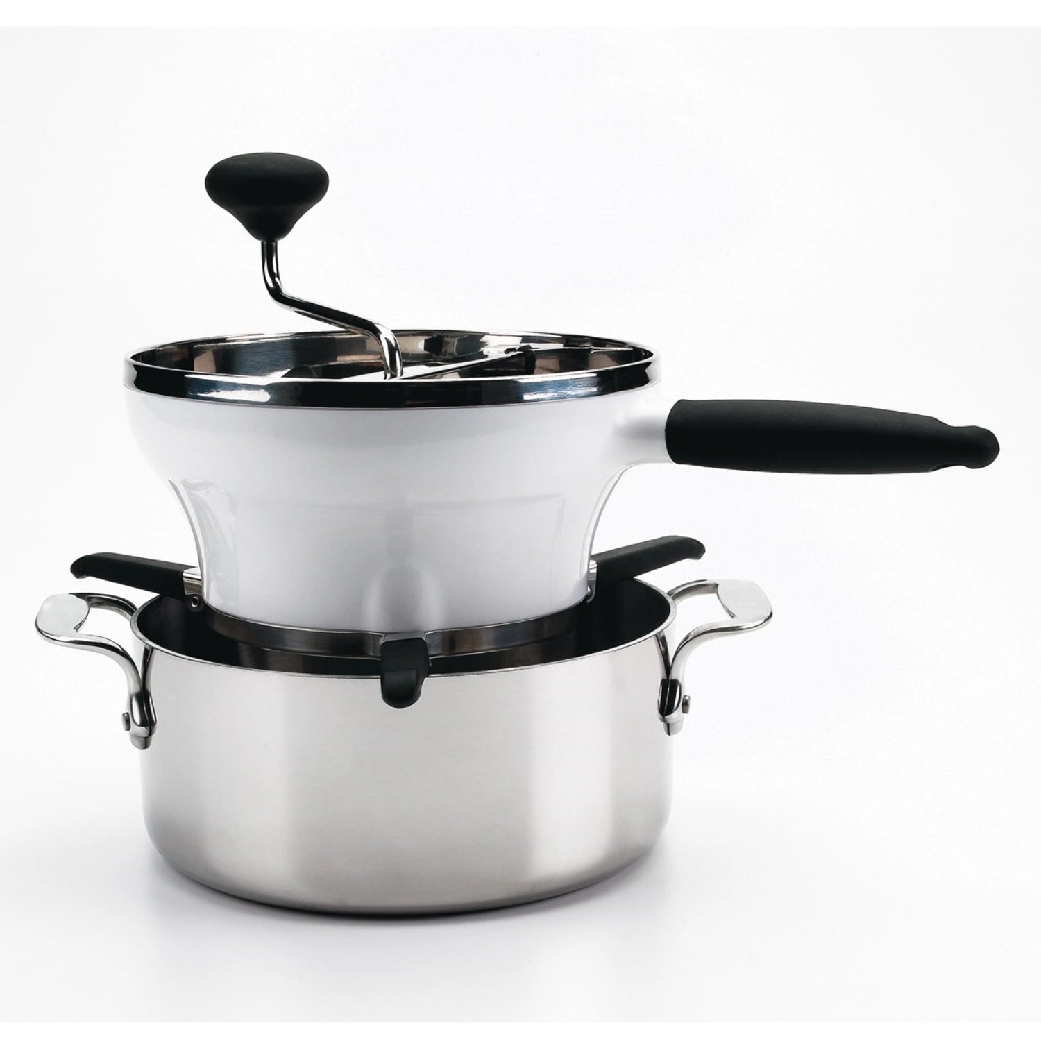 Praktisches OXO Passe-Vite Küchensieb mit 20 cm Durchmesser, ideal zum mühelosen Abseihen und Pürieren von Lebensmitteln.