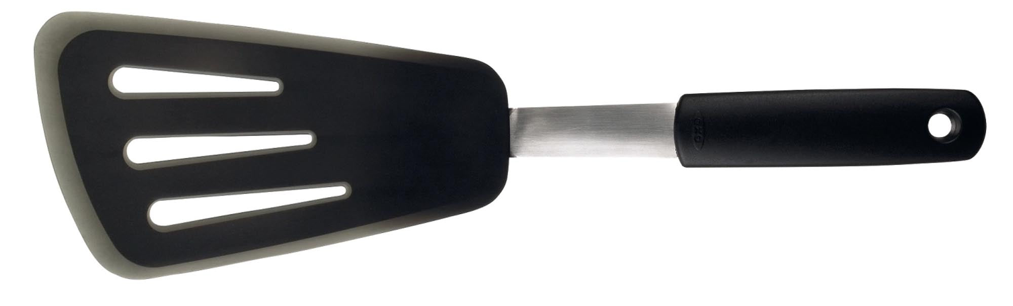 Flexibler Silikon-Pfannenwender von OXO: 34 cm, langlebig, hitzebeständig, spülmaschinenfest, ideal für beschichtete Pfannen.
