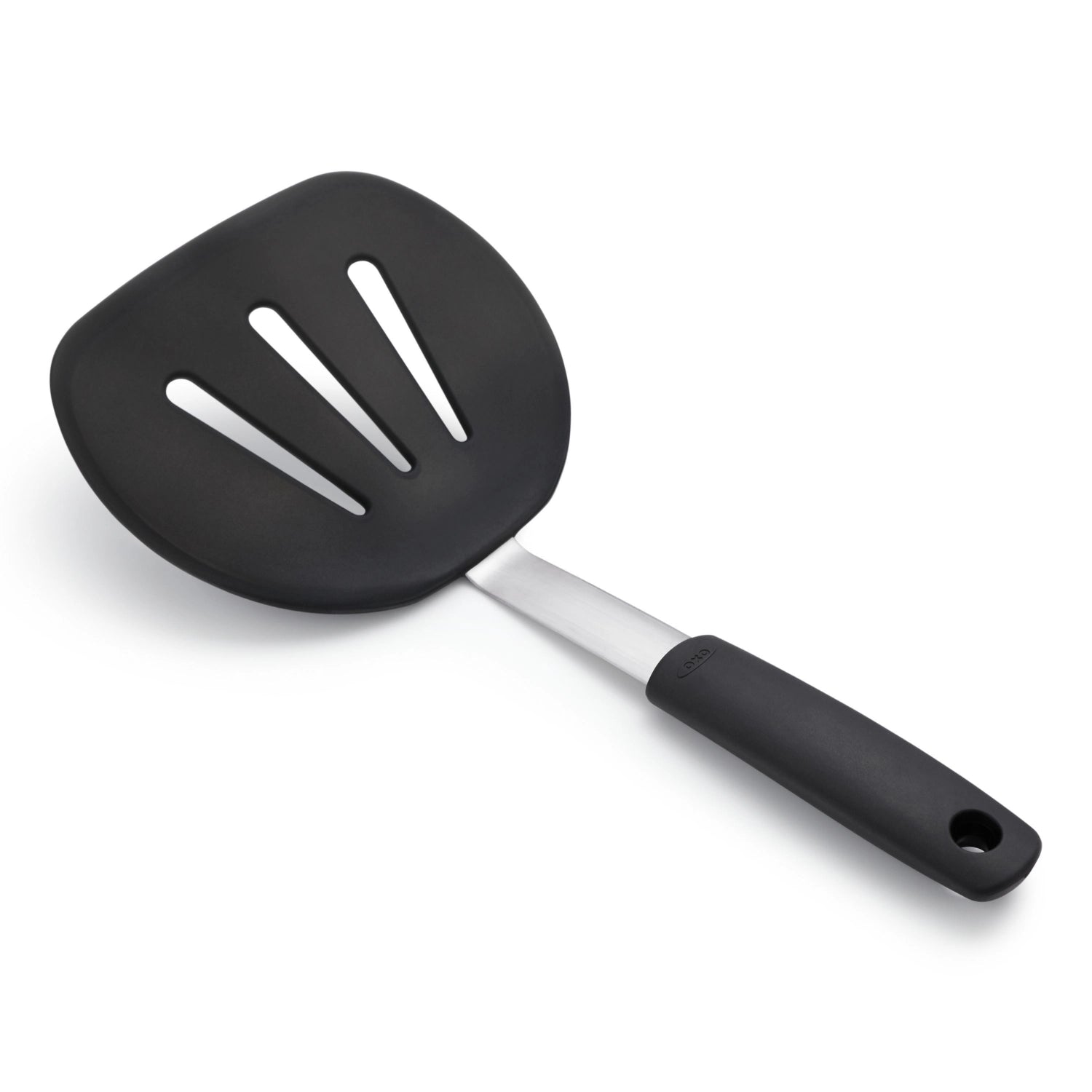 Ovaler Silikon-Pfannenwender von OXO, 30 cm lang, perfekt für das Wenden von empfindlichen Speisen, hitzebeständig und spülmaschinenfest.