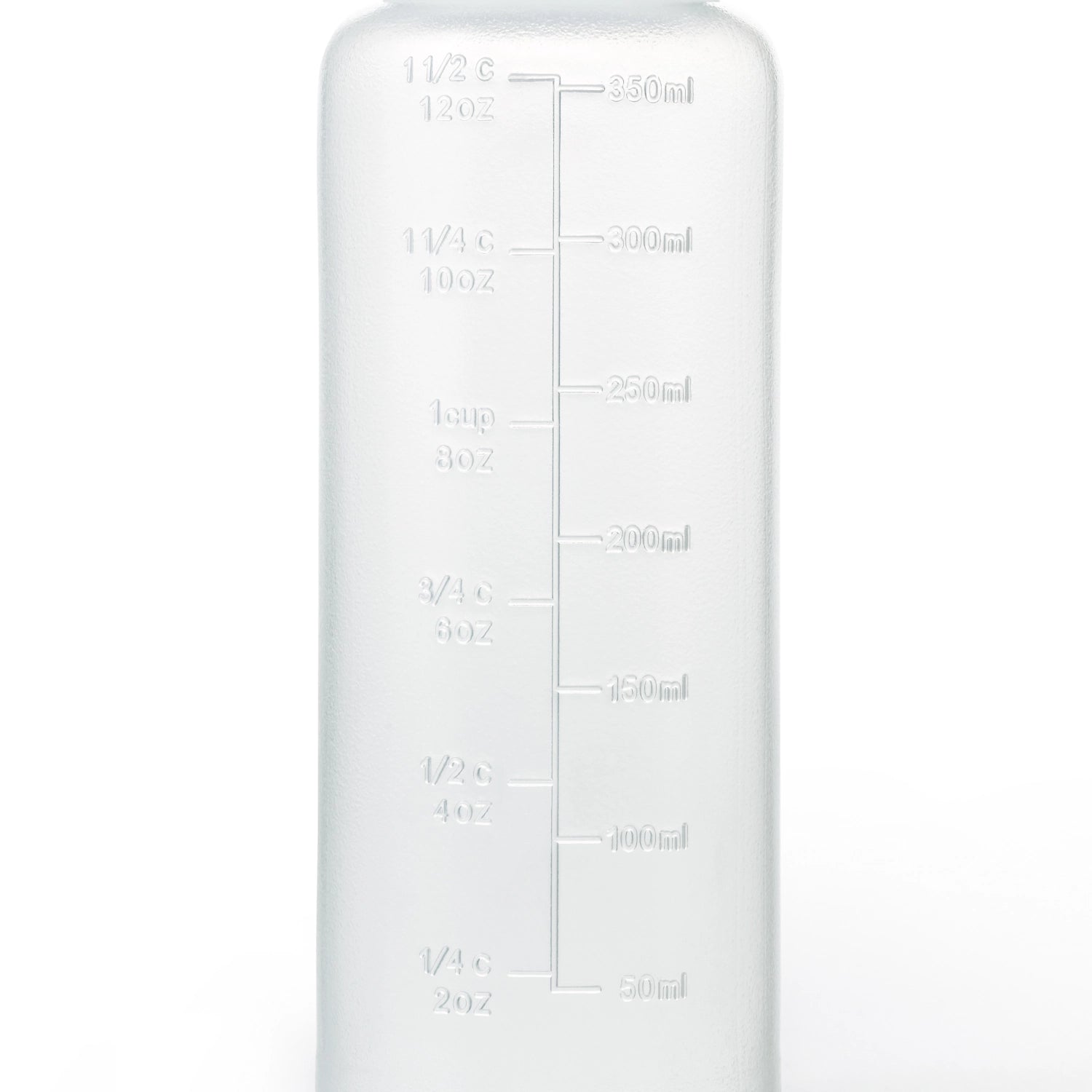 Praktische 350 ml Dispenserflasche von OXO, ideal für präzises Dosieren von Flüssigkeiten in der Küche.