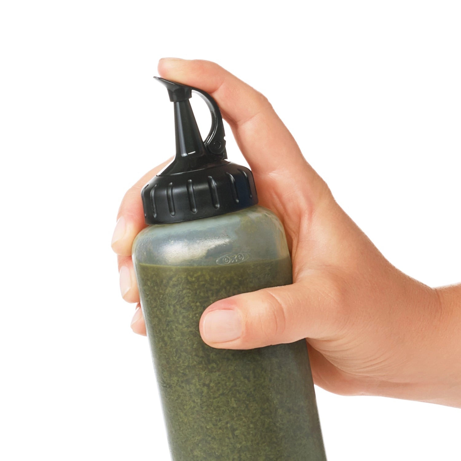 Die OXO Chef's Dispenserflasche (350 ml) bietet präzises Dosieren von Flüssigkeiten und ist perfekt für vielseitige Küchenanwendungen.