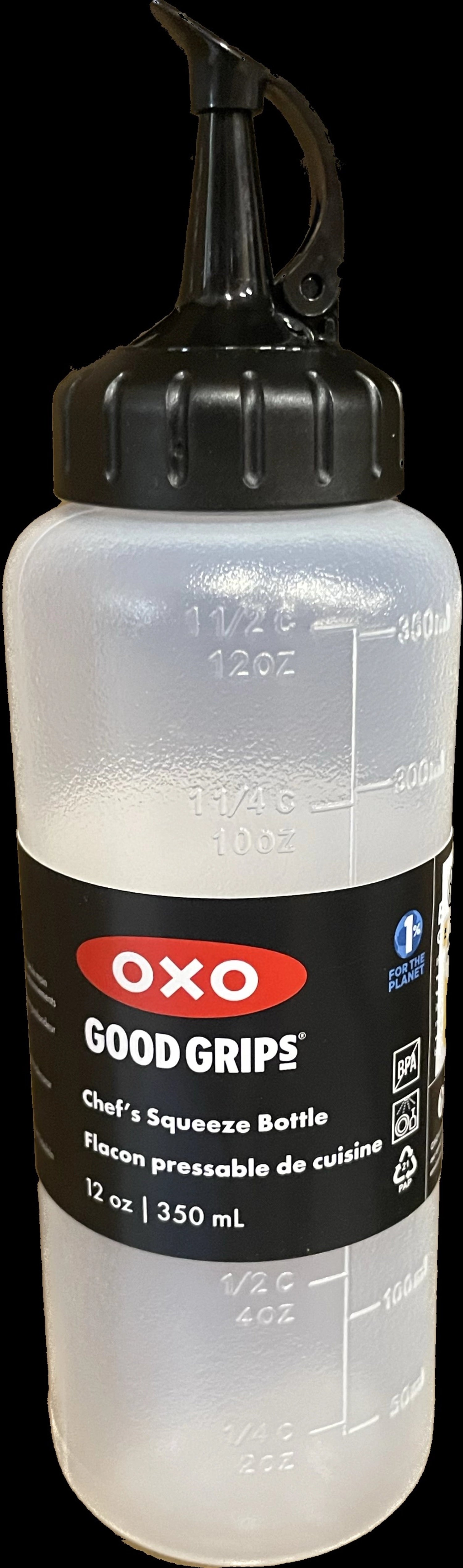 Die OXO Chef's Dispenserflasche (350 ml) ermöglicht präzises Dosieren und ist ideal für vielseitige Anwendungen in der Küche.