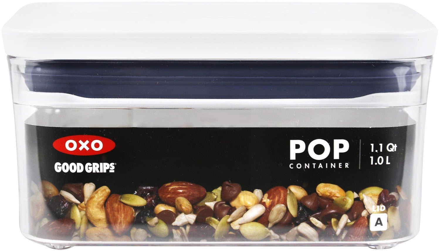 Großer quadratischer OXO POP 2.0 Behälter (16x16x8 cm, 1 l) – perfekt für die stilvolle Aufbewahrung von Lebensmitteln und Küchenutensilien.