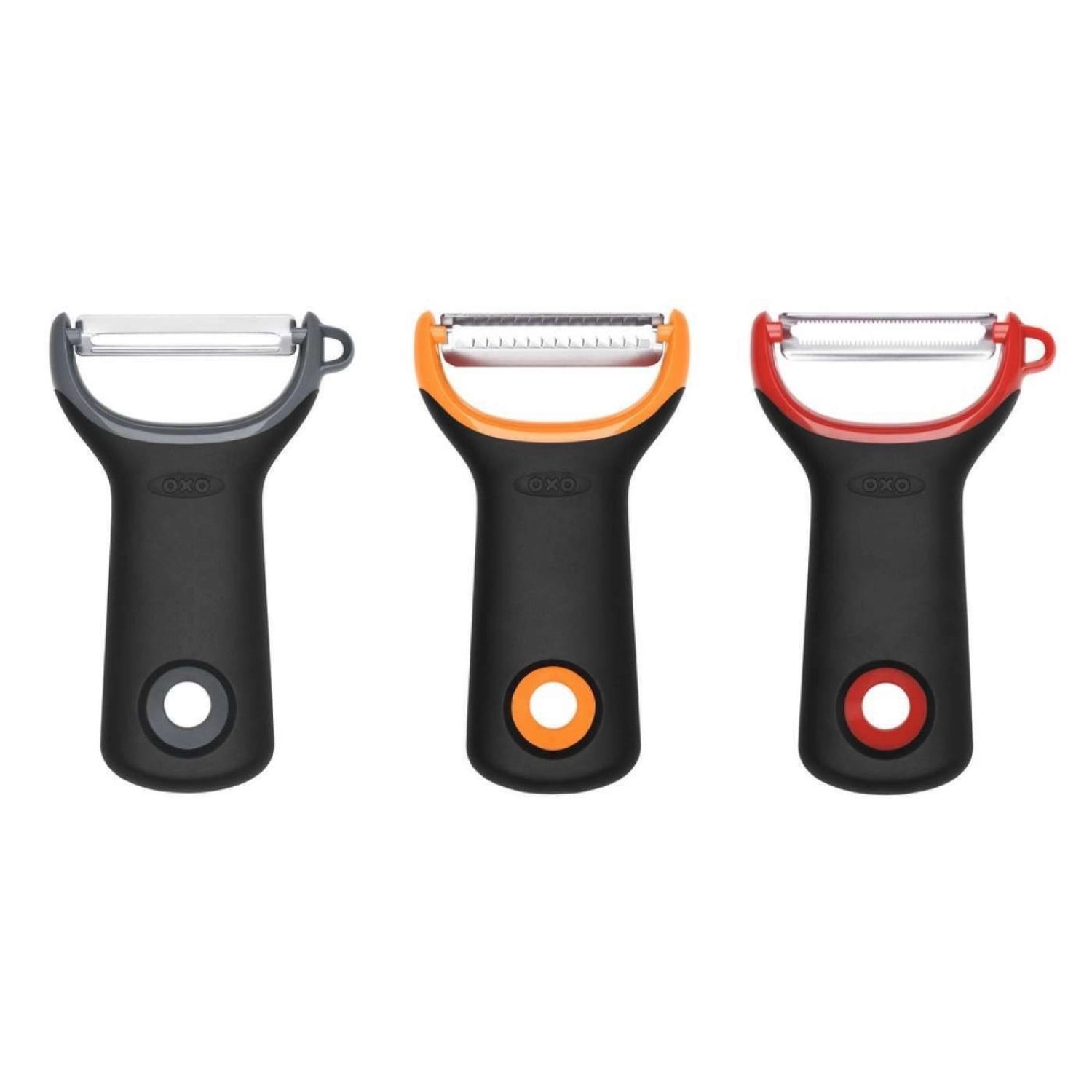 Entdecken Sie das 3er Set Good Grips Präzision Y Schäler von OXO – ideal zum Schälen von Gemüse und Obst. Hochwertige Klingen, ergonomisches Design, spülmaschinenfest.