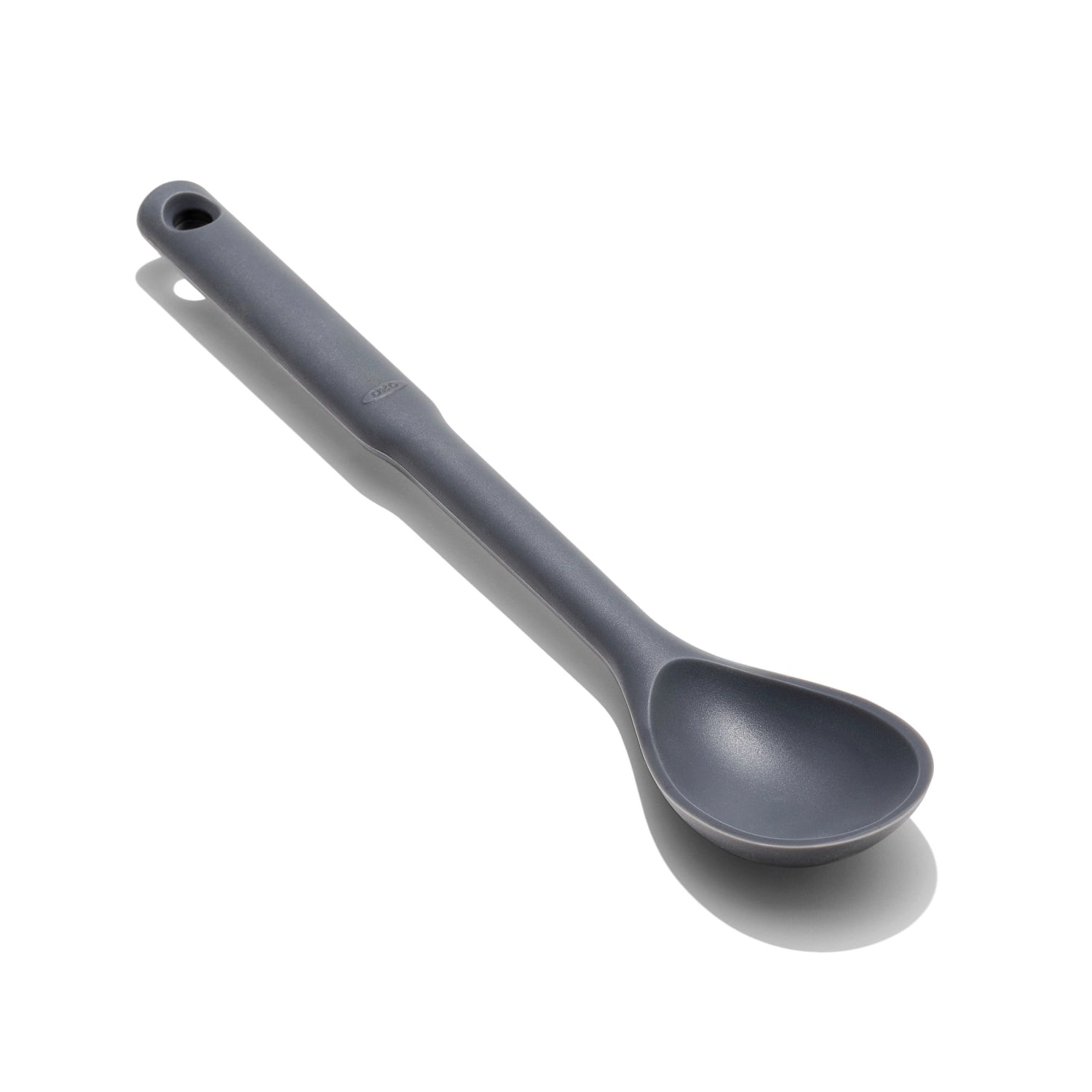 Heller OXO Silikonlöffel in Rot, perfekt für die Küche. Hitzebeständig und flexibel, ideal zum Rühren und Servieren von Speisen.
