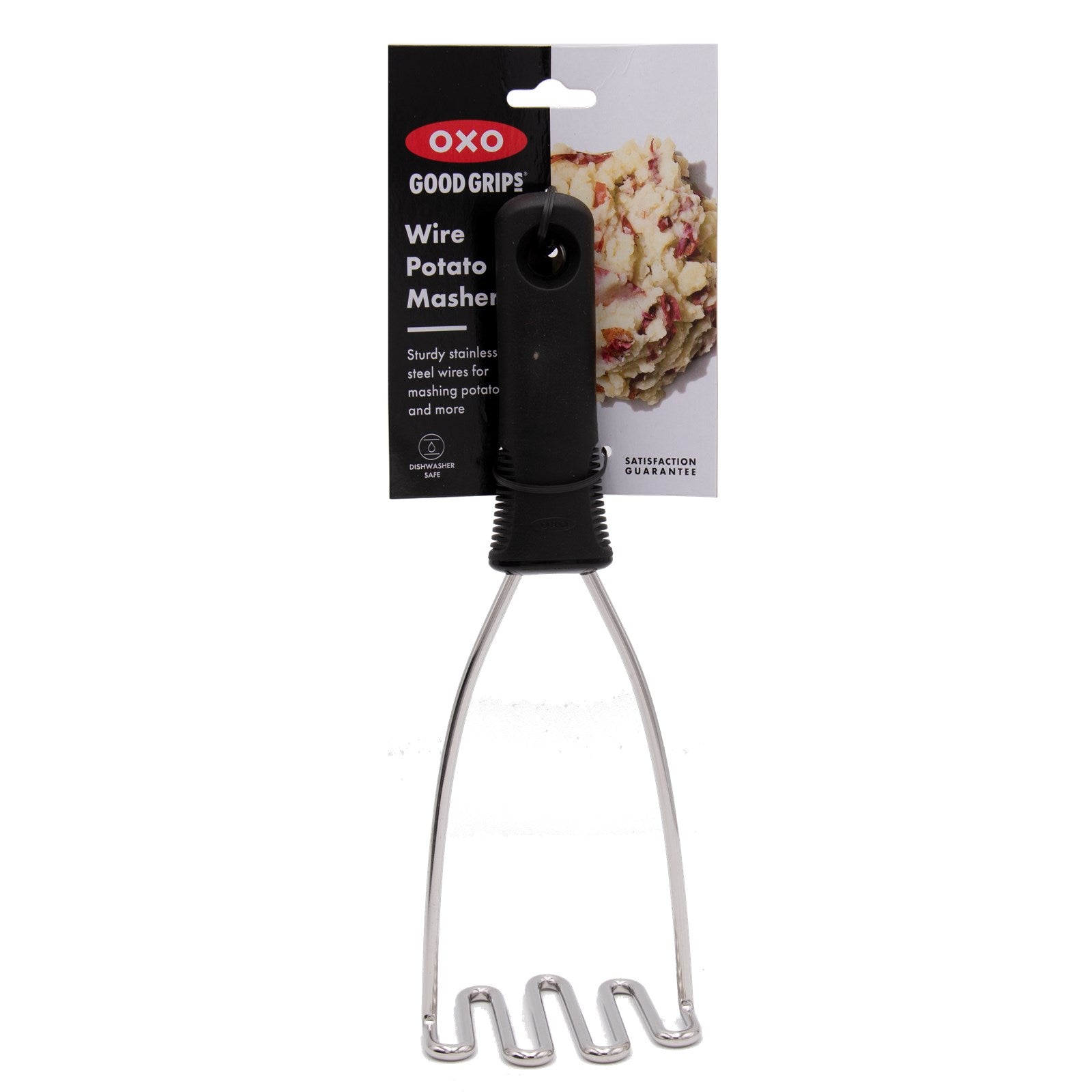 Ergonomischer Kartoffelstampfer von OXO mit robustem Edelstahlkopf, perfekt für müheloses und effizientes Pürieren.