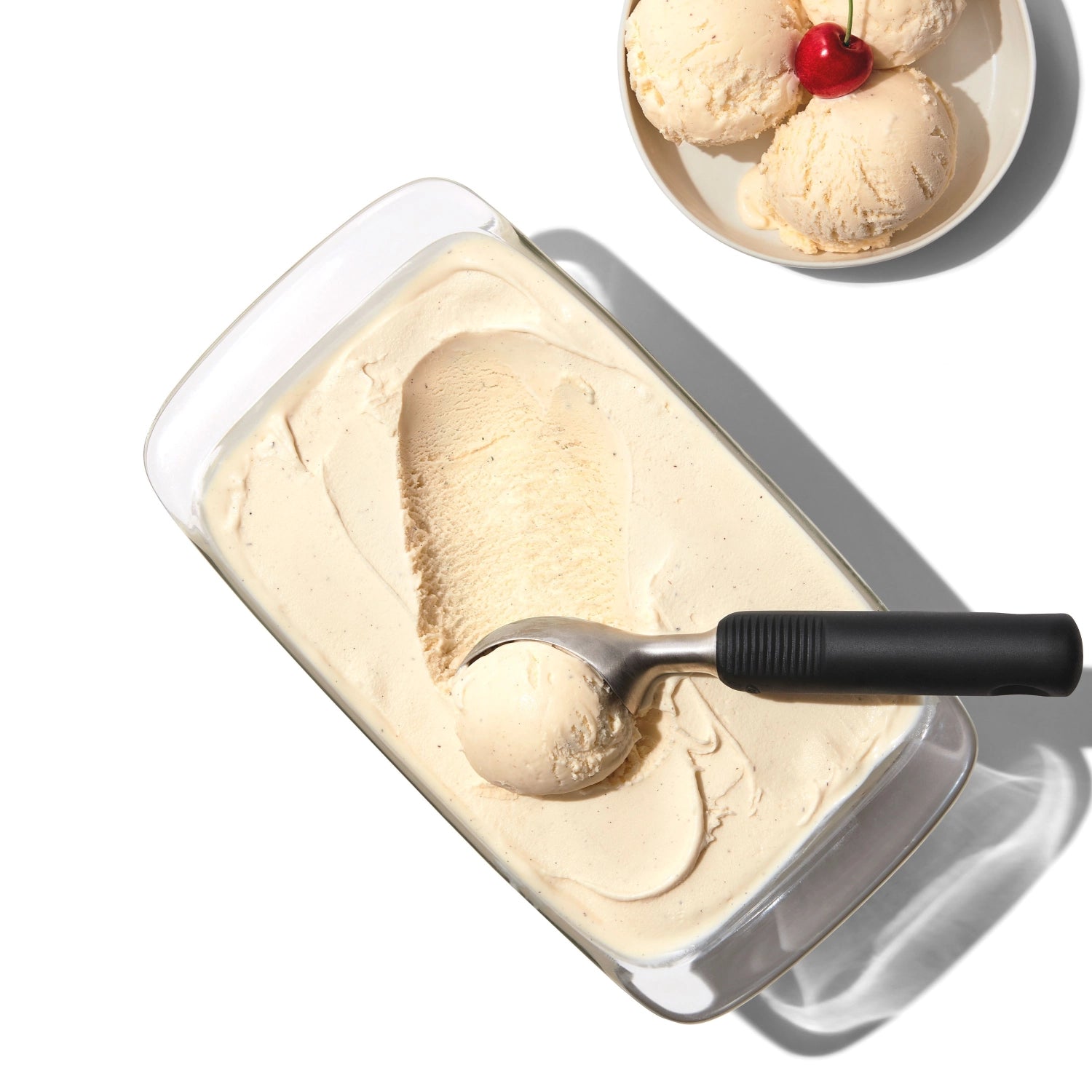 OXO Good Grips Steel Glacelöffel, ideal zum Portionieren von gefrorenen Speisen, mit ergonomischem Griff und robustem Edelstahl für einfache Handhabung.
