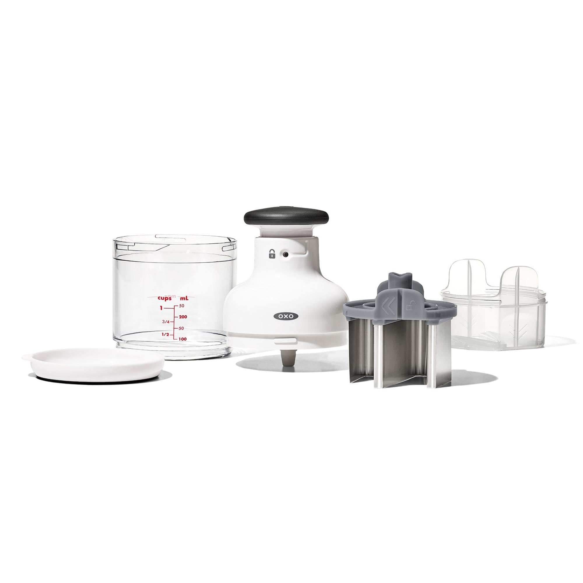 Der OXO Good Grips Gemüsehacker: Ihr idealer Küchenhelfer für müheloses Zerkleinern von Gemüse, Obst und Kräutern. Ergonomisch, kompakt und spülmaschinenfest.