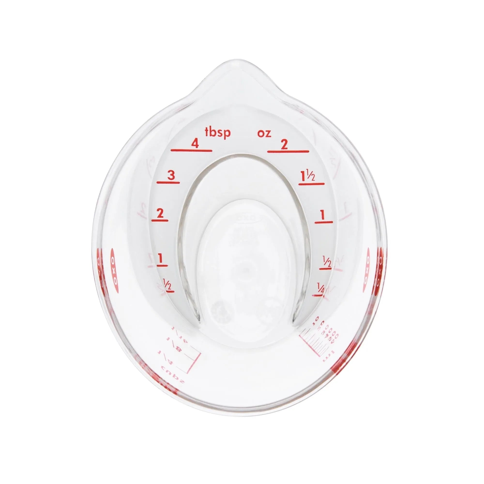 Kompakter 60 ml Messbecher von OXO für präzises Abmessen kleiner Mengen.