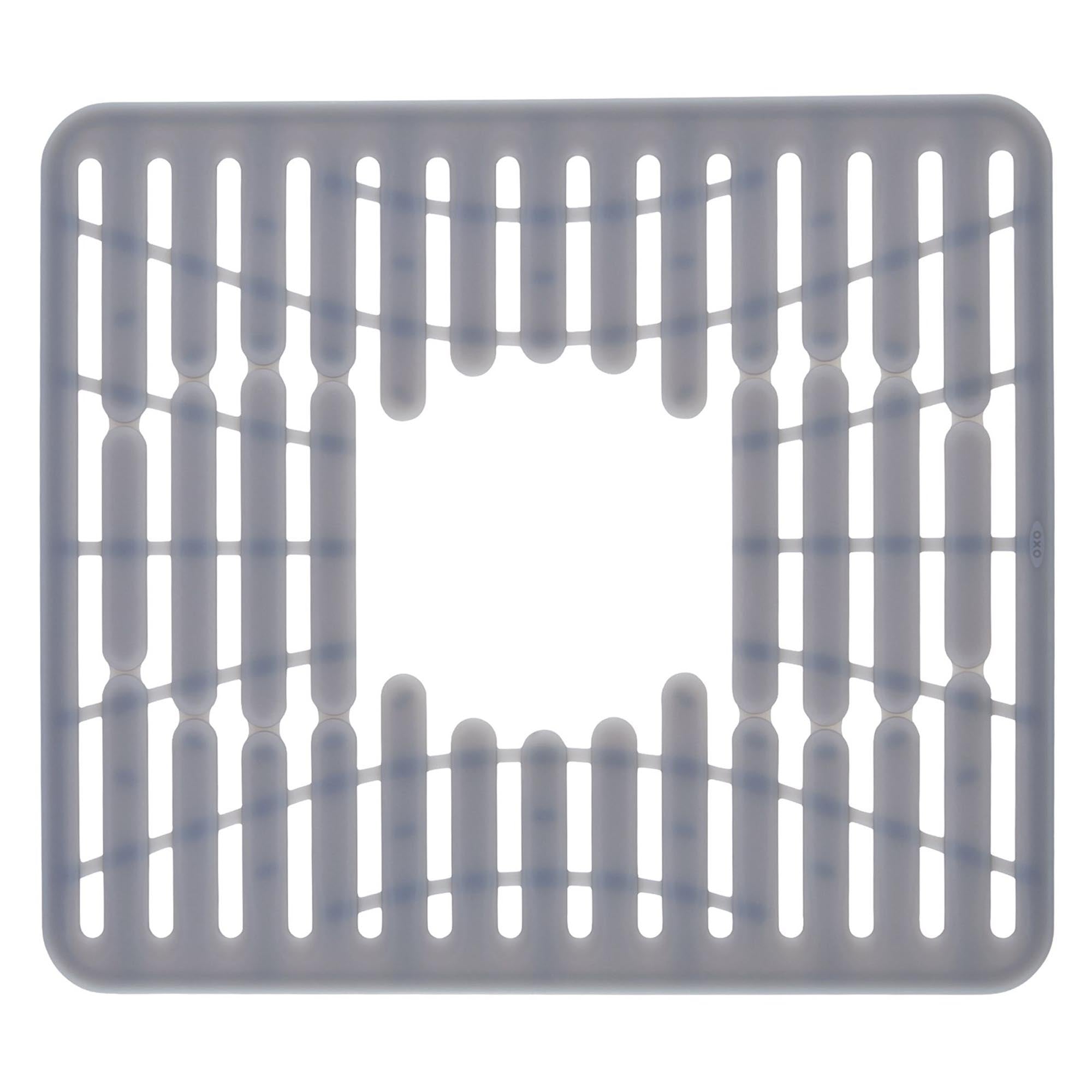 Kleine graue Silikonmatte von OXO, ideal für Spülen, 32x28 cm.