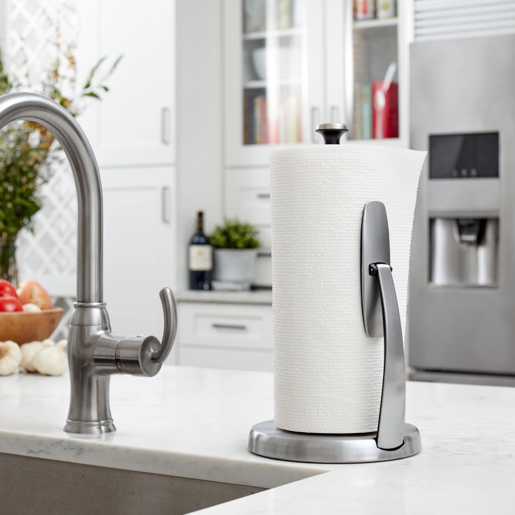 OXO GG Papierrollenhalter: Robuster Küchenhelfer aus Edelstahl und Polypropylen, ideal für Backenthusiasten und platzsparend.