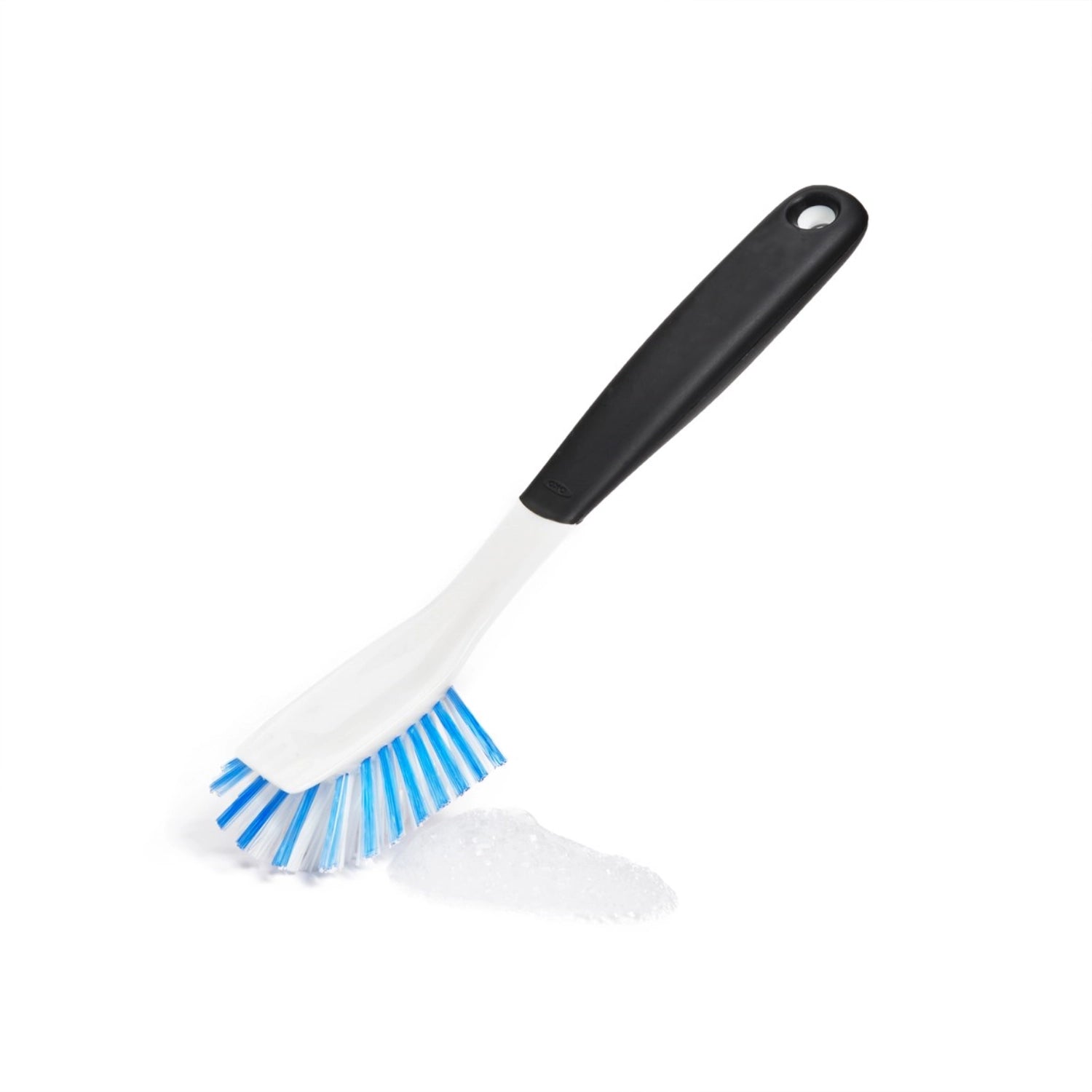 Praktische OXO Geschirrbürste mit ergonomischem Griff, 27.9 cm lang, ideal für müheloses Abwaschen von Geschirr und Töpfen.
