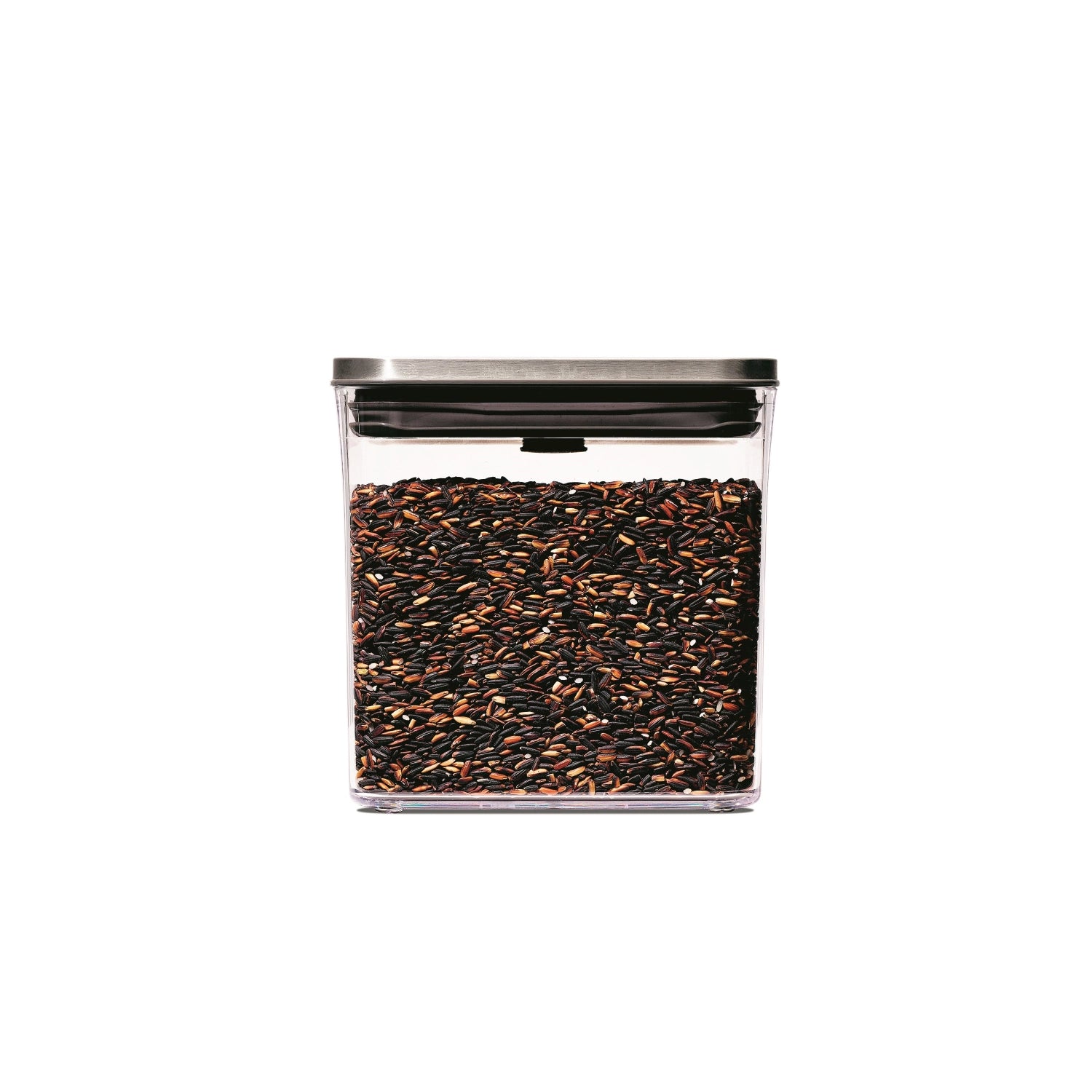Rechteckiger OXO Good Grips Steel POP Behälter, 1.6L, aus Edelstahl, perfekt für die praktische und stilvolle Aufbewahrung von Lebensmitteln.