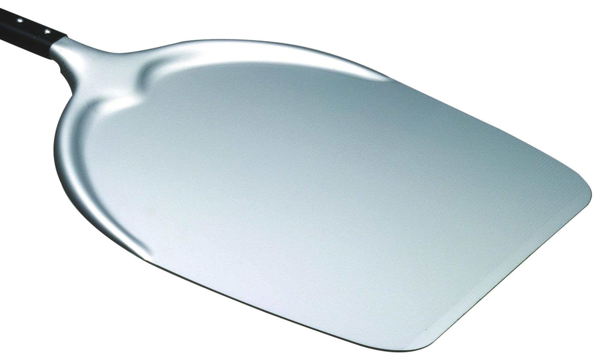 Piazza Pizzaschieber 45x45cm, Aluminium, 200cm Länge, schwarzer Griff, ideal für grosse Pizzen, stabil, langlebig, leicht, vielseitig.