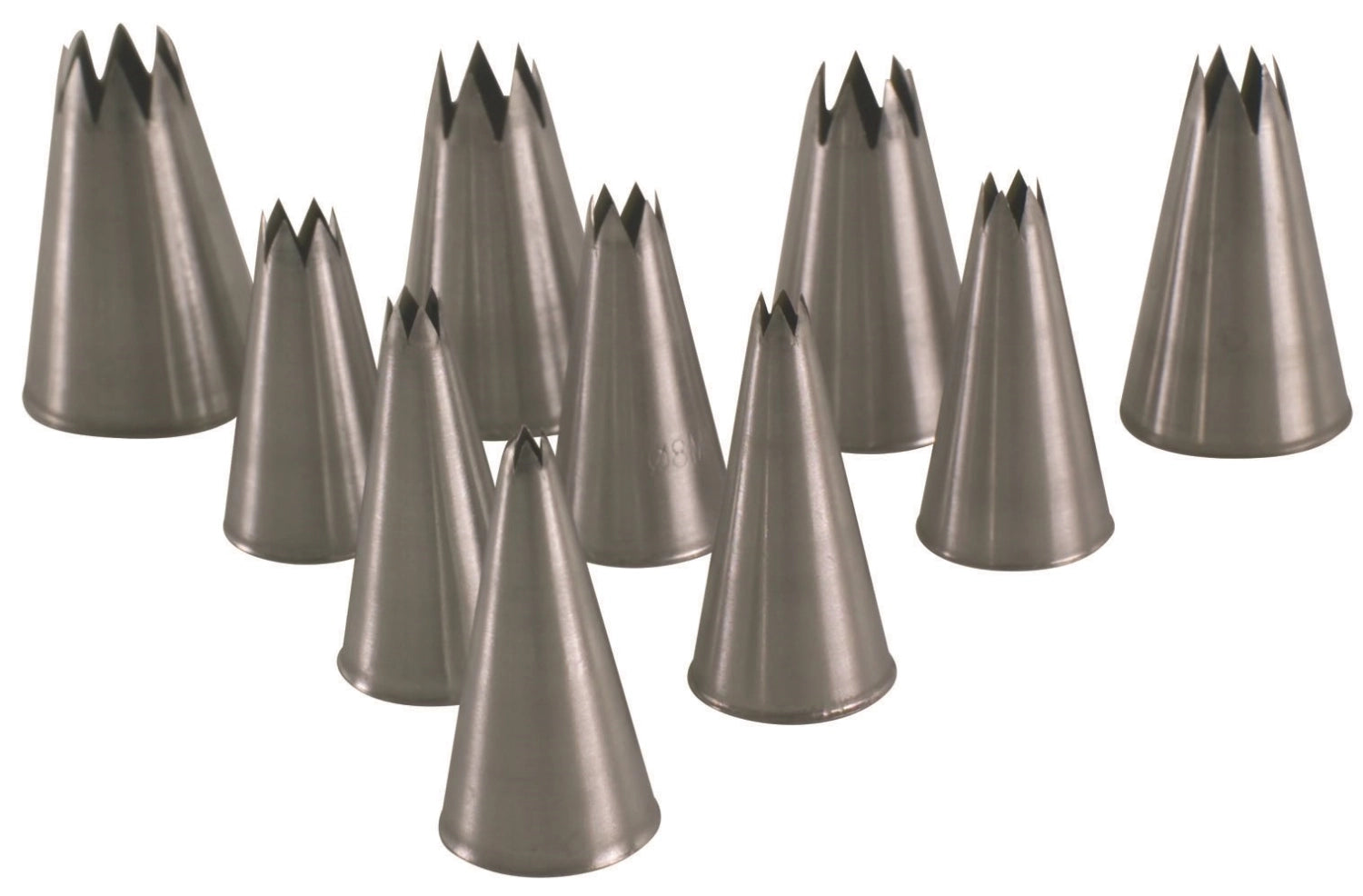 Praktisches 2er Set Edelstahl-Spritztüllen in Sternform D1.8cm von Piazza, perfekt für kunstvolle Tortendekorationen und Backverzierungen.