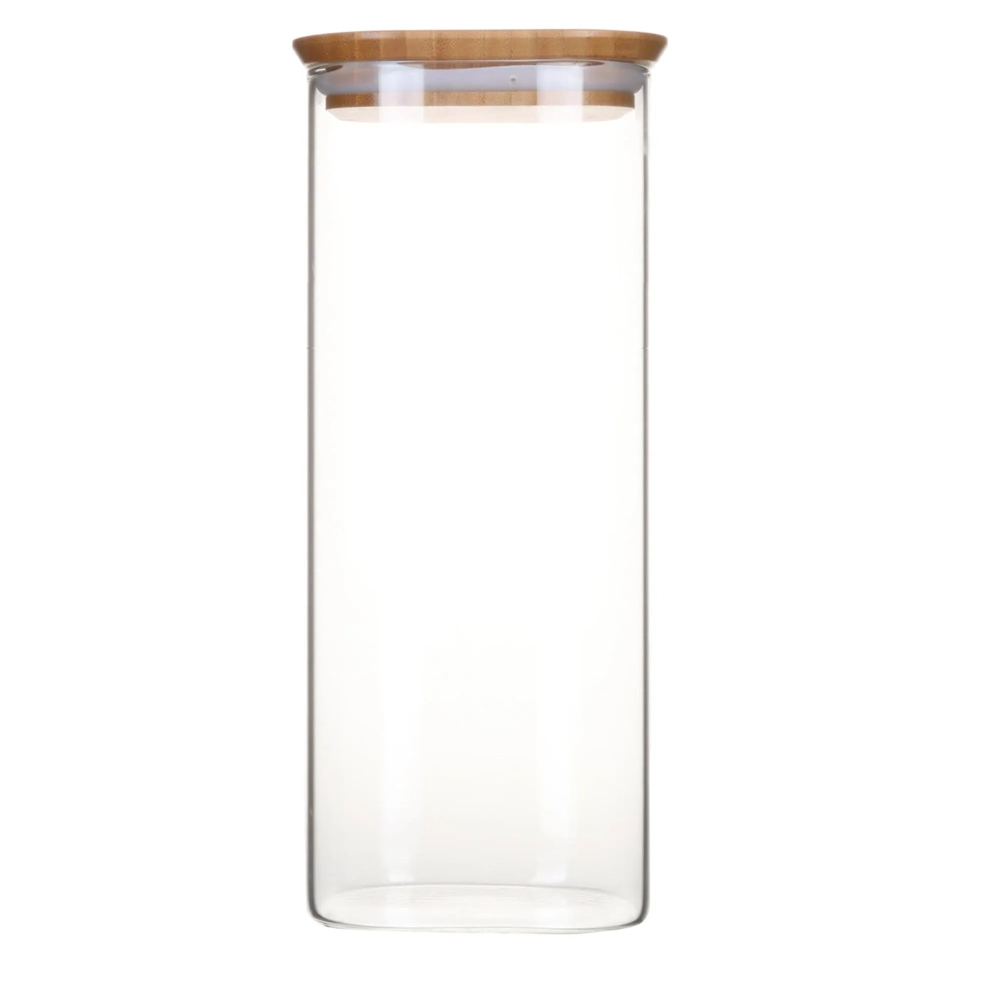 Stilvolles Pebbly Vorratsglas mit Bambusdeckel, 2.2L, 11x11x30cm.