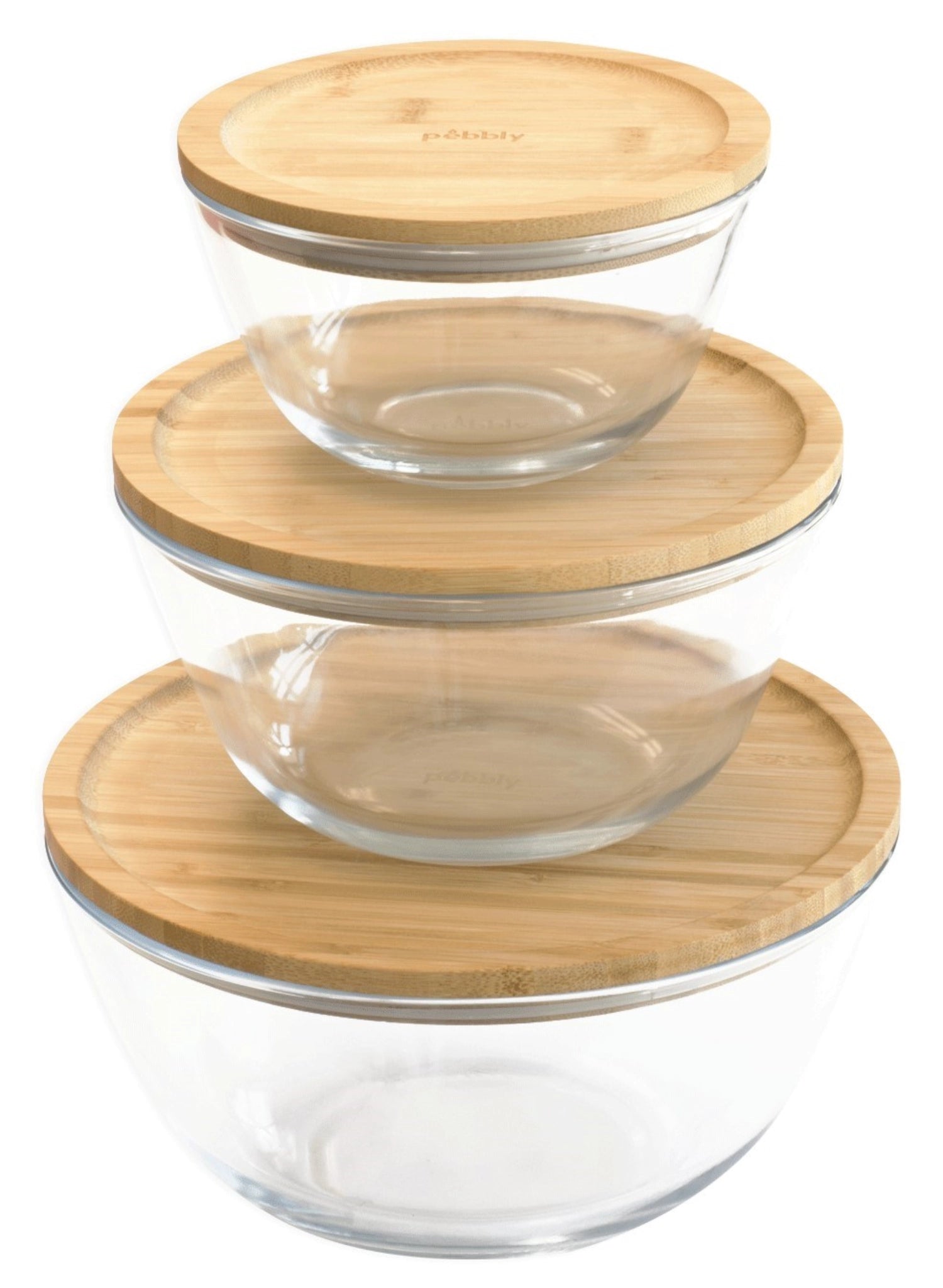 Elegantes Vorratsglas von Pebbly mit einem stilvollen Bambusdeckel, 0.77l, D15xH9cm, perfekt für die dekorative Aufbewahrung von Lebensmitteln.