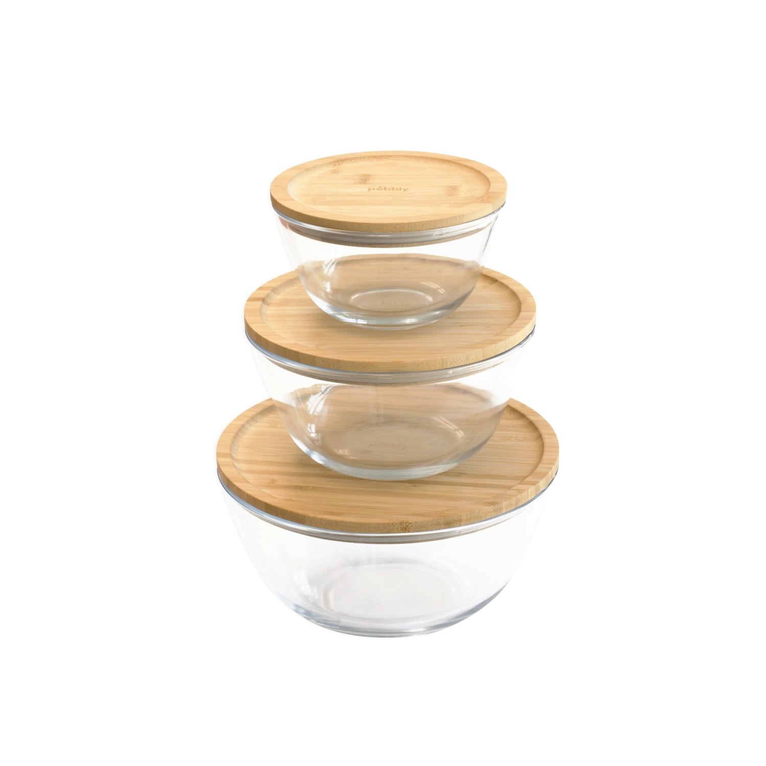 Rundes Vorratsglas von Pebbly mit einem stilvollen Bambusdeckel, 2.6l Fassungsvermögen, ideal für die ansprechende Aufbewahrung von Lebensmitteln.