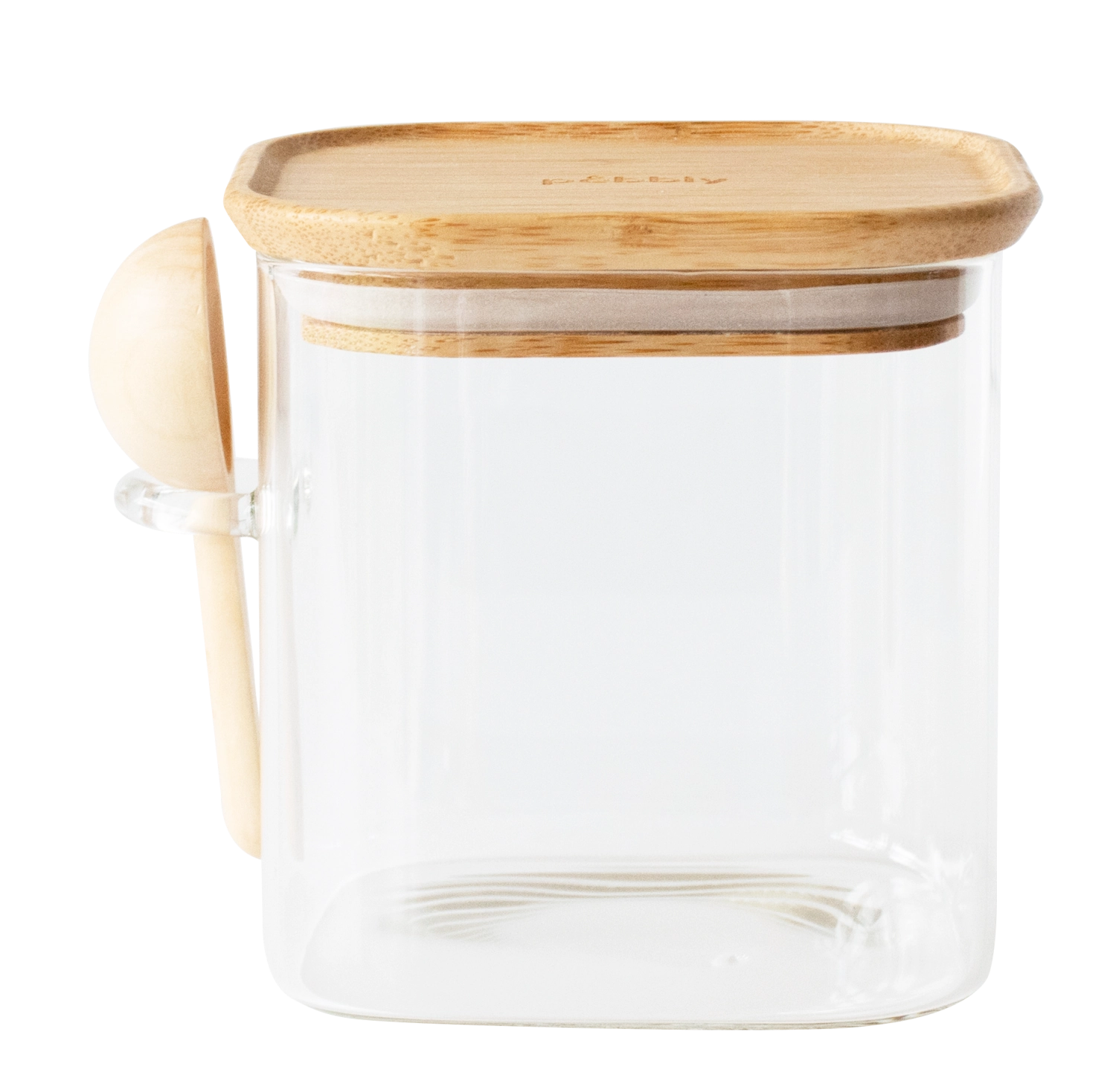 Entdecken Sie das Pebbly Vorratglas mit Bambusdeckel (0,8l) und Bambus-Messlöffel (5ml) – stilvolle, umweltfreundliche Aufbewahrung für Ihre Lebensmittel.