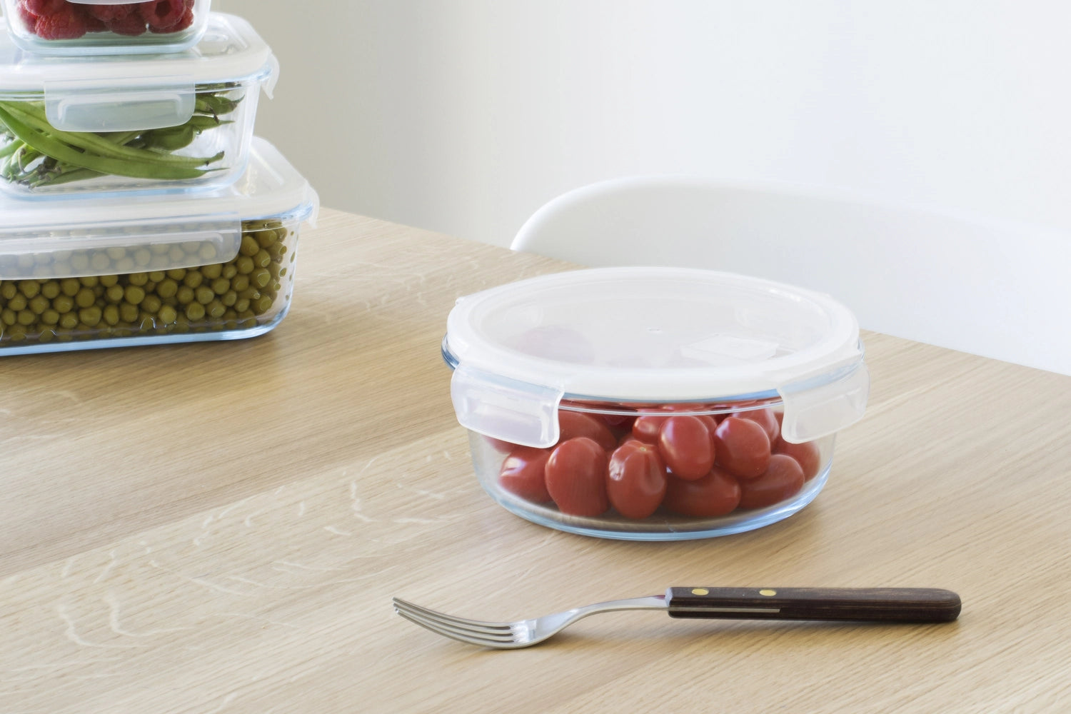 Runde Pebbly Glas Vorratsdose mit Ventil, 95cl, ideal für die Aufbewahrung von Lebensmitteln und stilvolle Küchenorganisation.