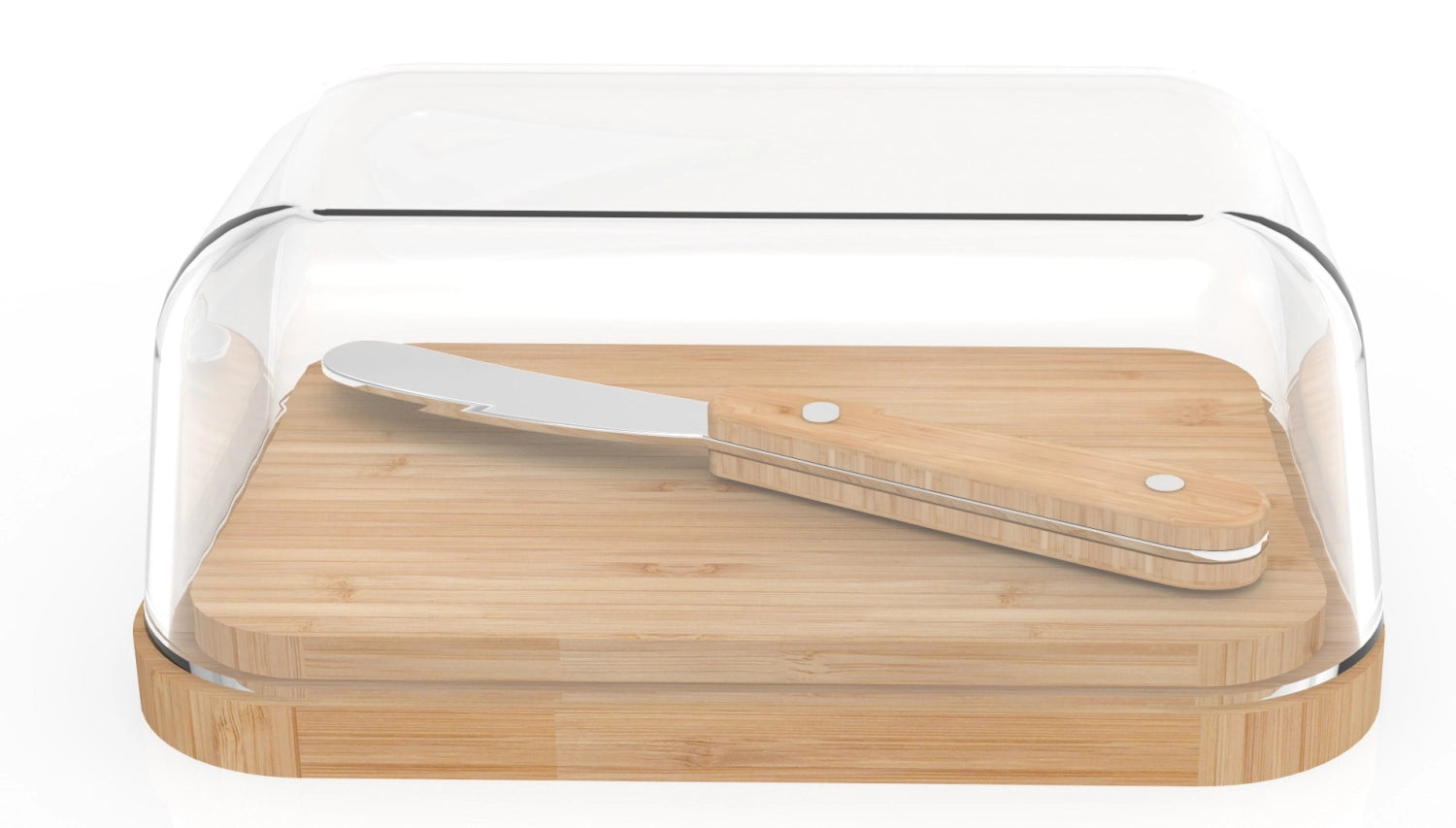 Pebbly Bambus Butterdose 13.5x9.5x6.5cm inkl. Buttermessr