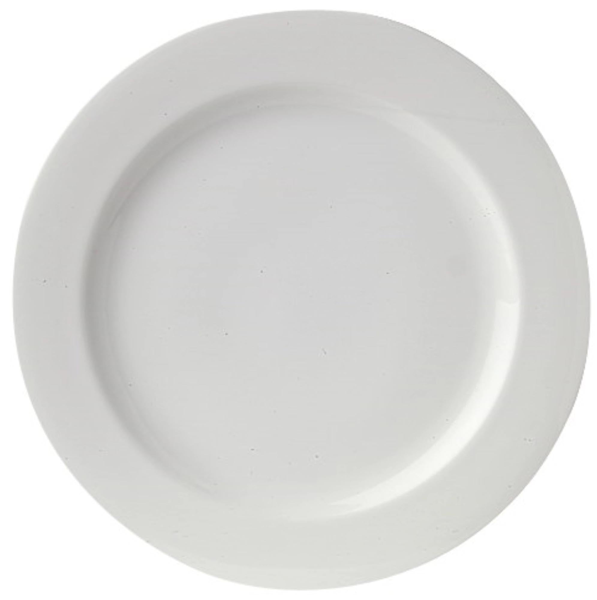 Eleganter Uni 09 Teller von Royal Porcelain: 26cm, spülmaschinenfest, mikrowellengeeignet, aus hochwertigem Hartporzellan mit glatter, weisser Oberfläche.