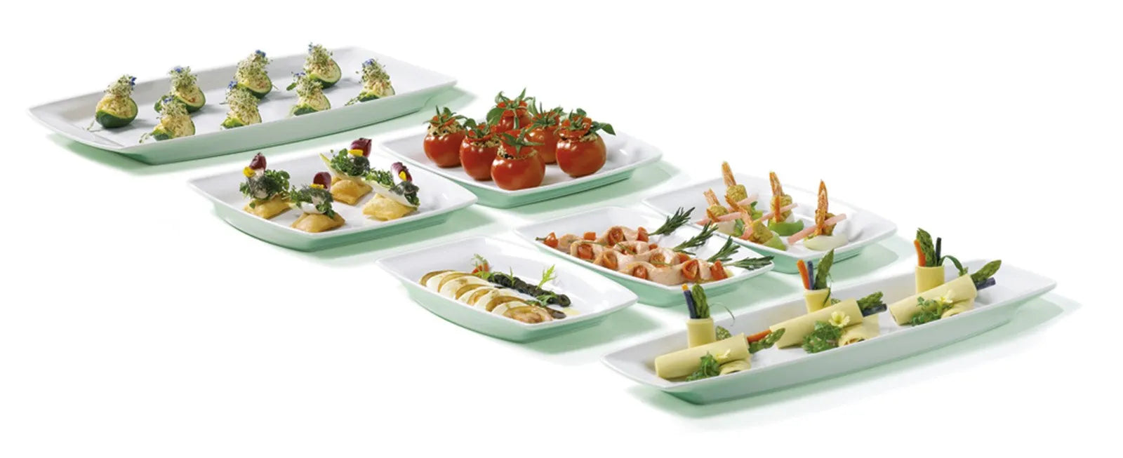 Elegante weiße Revol Servierplatte, ideal für vielseitige Buffets.